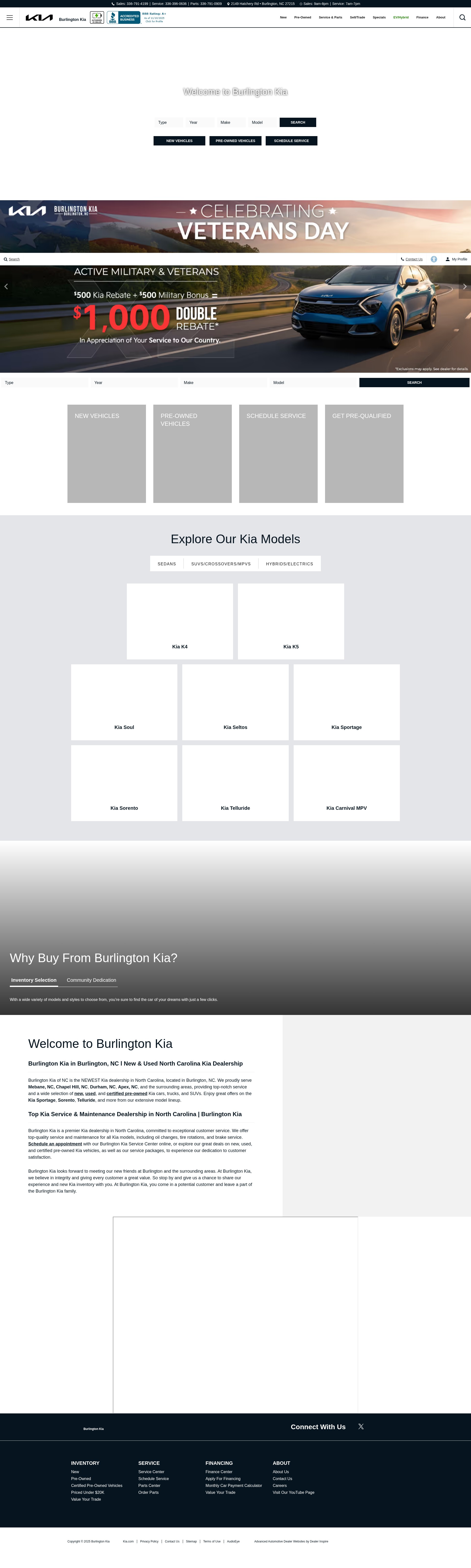 Screenshot of burlingtonkianc.com