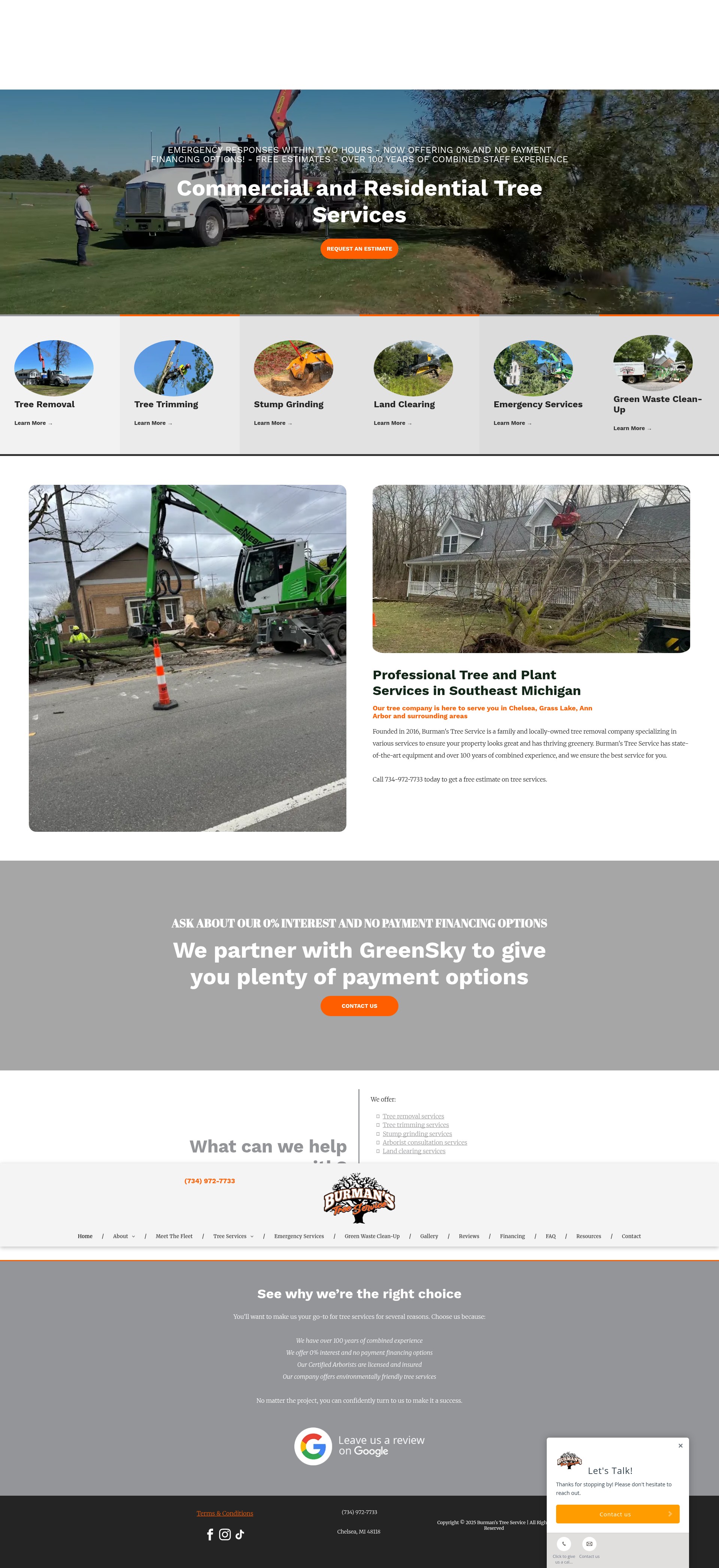 Screenshot of burmanstreeservices.com