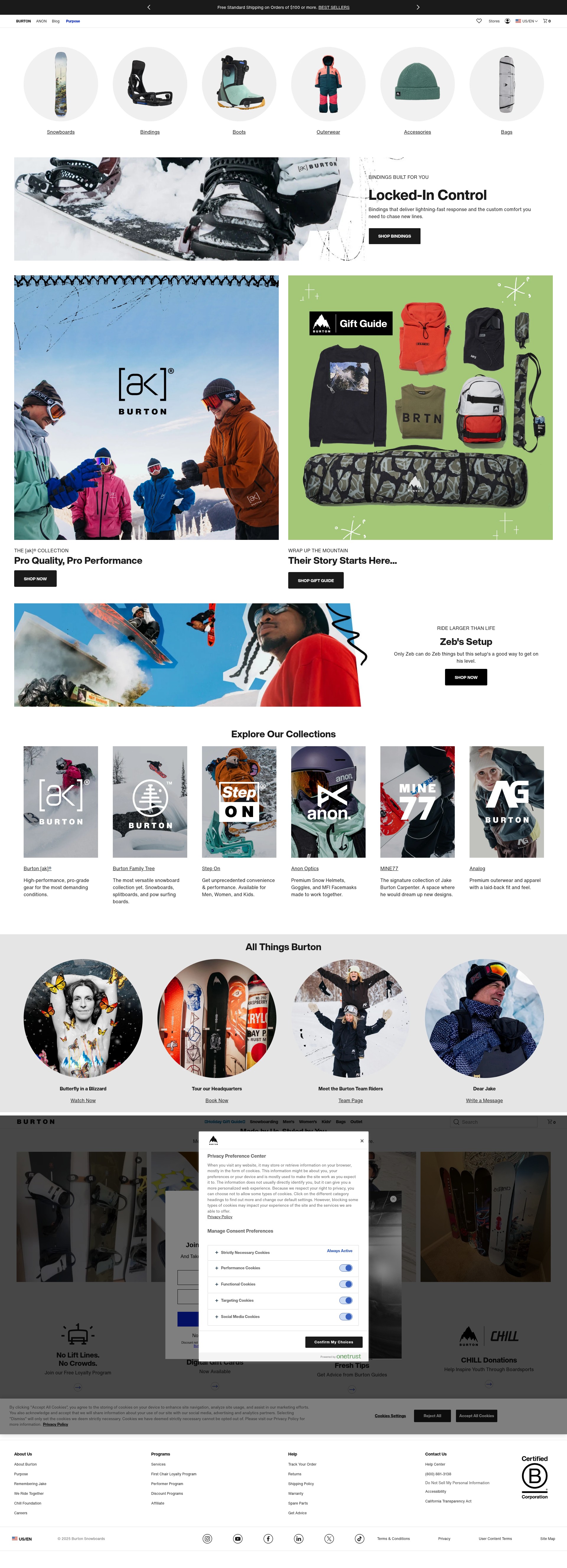 Screenshot of burton.com