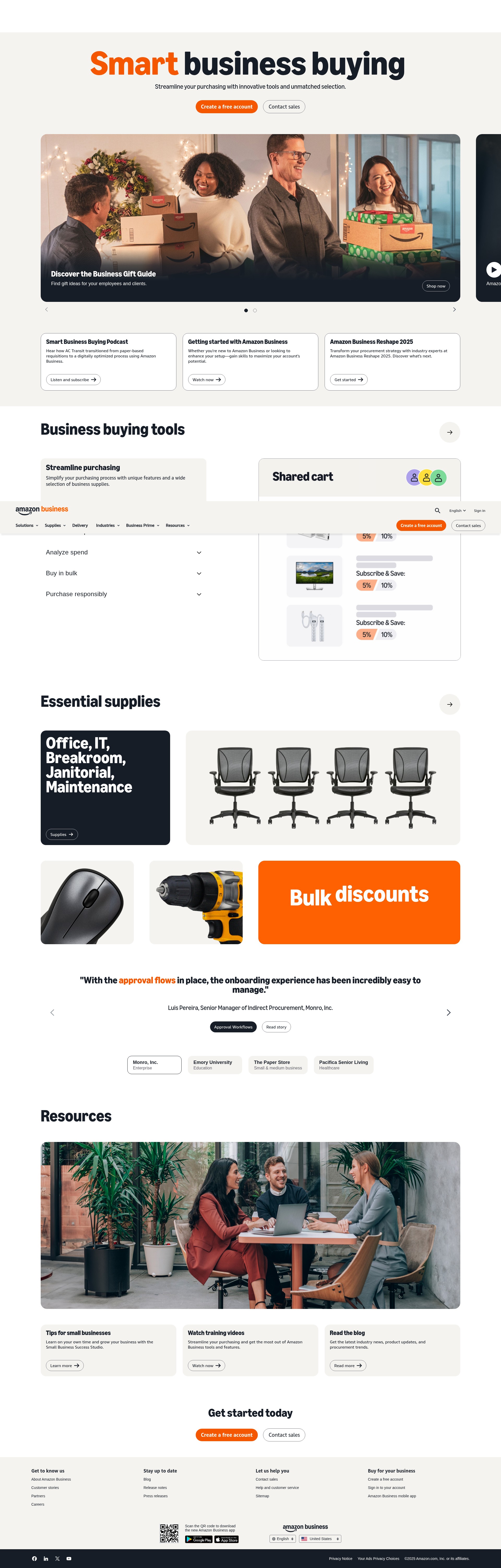 Screenshot of business.amazon.com