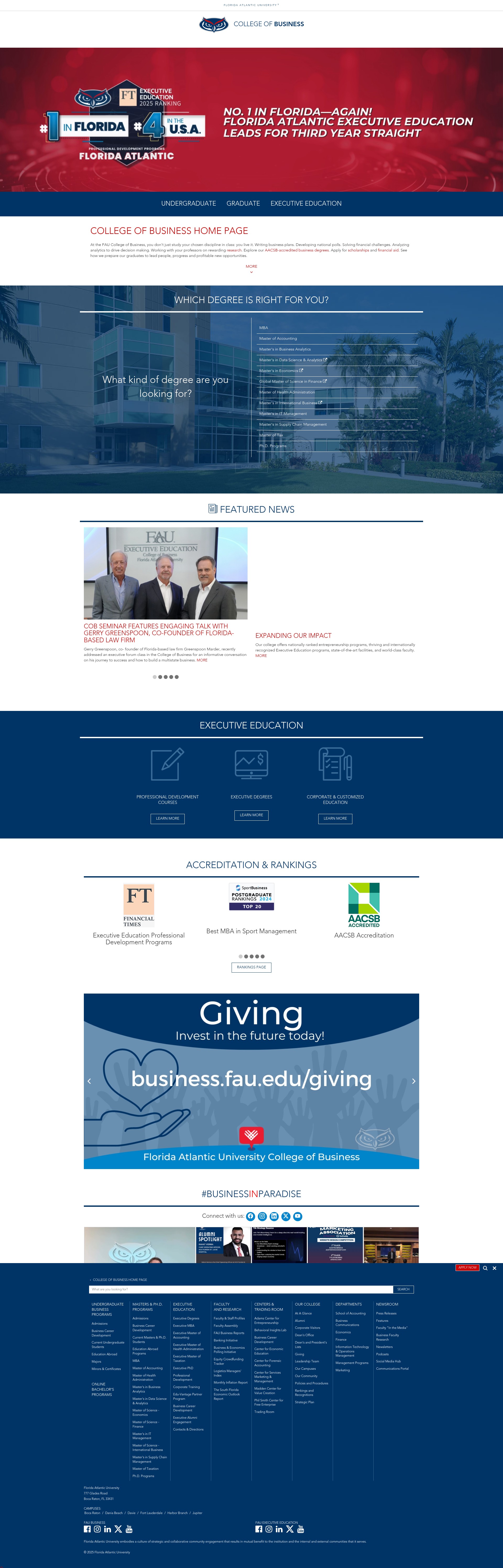 Screenshot of business.fau.edu