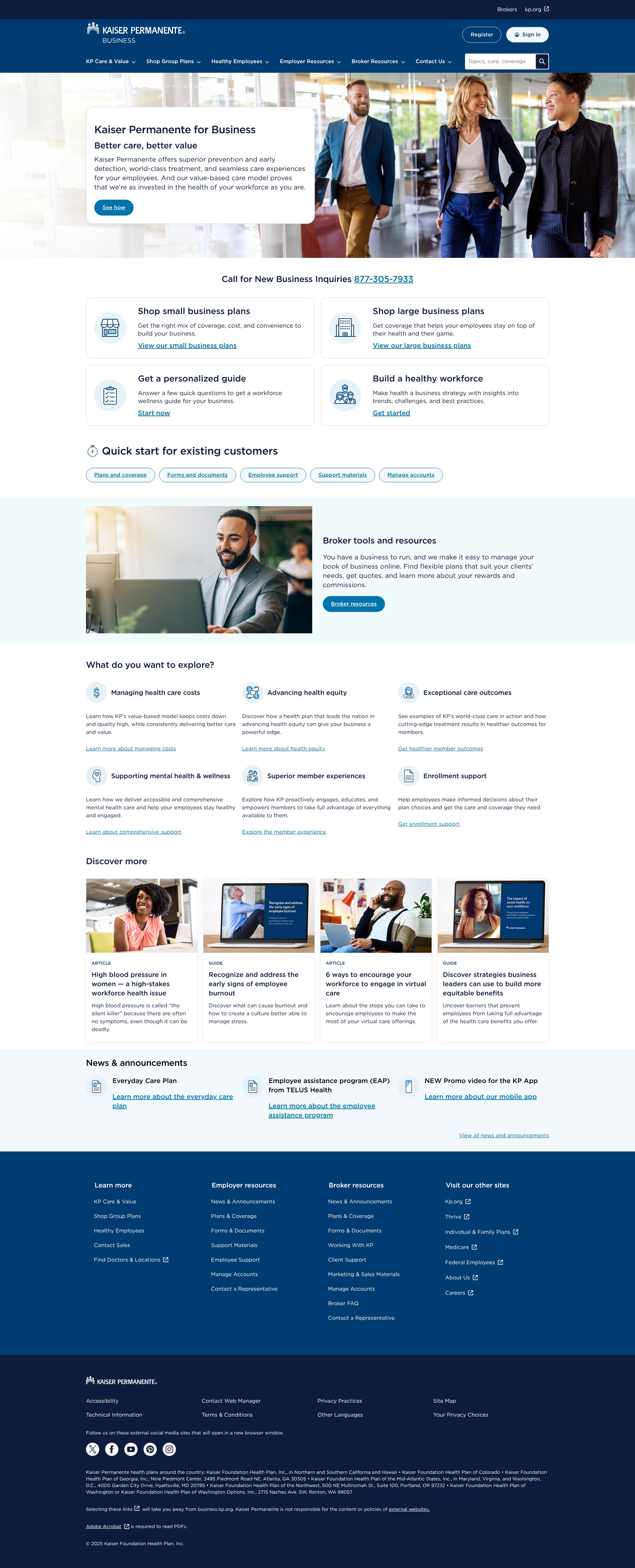 Screenshot of business.kaiserpermanente.org