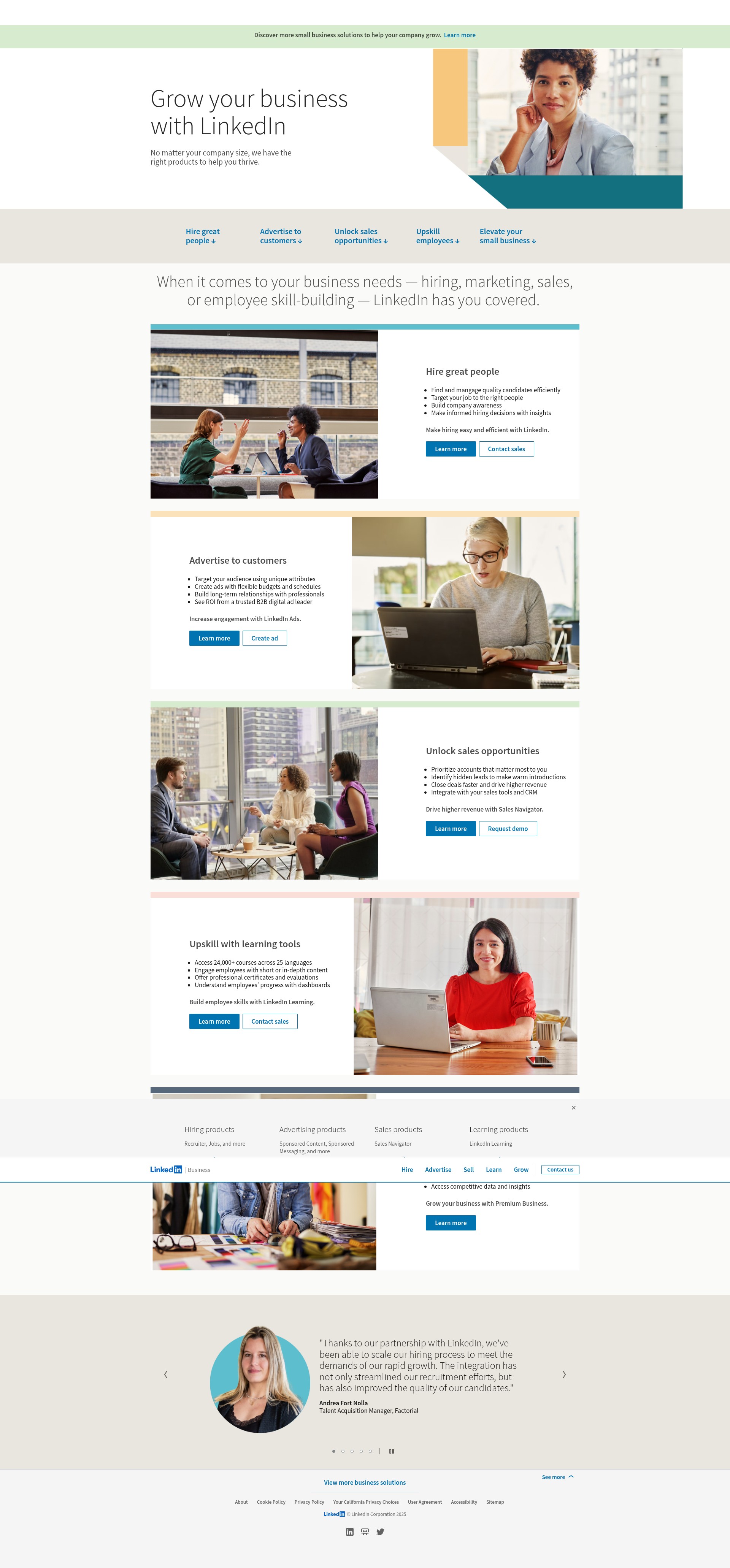 Screenshot of business.linkedin.com