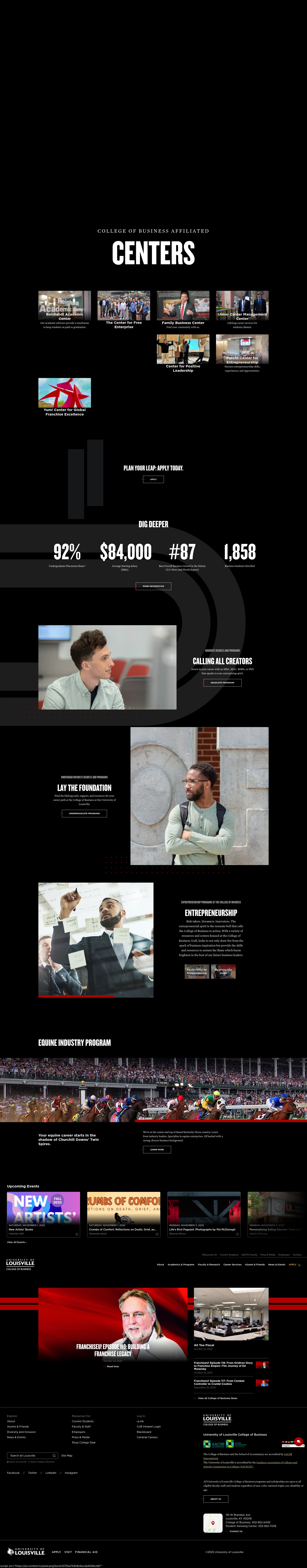 Screenshot of business.louisville.edu