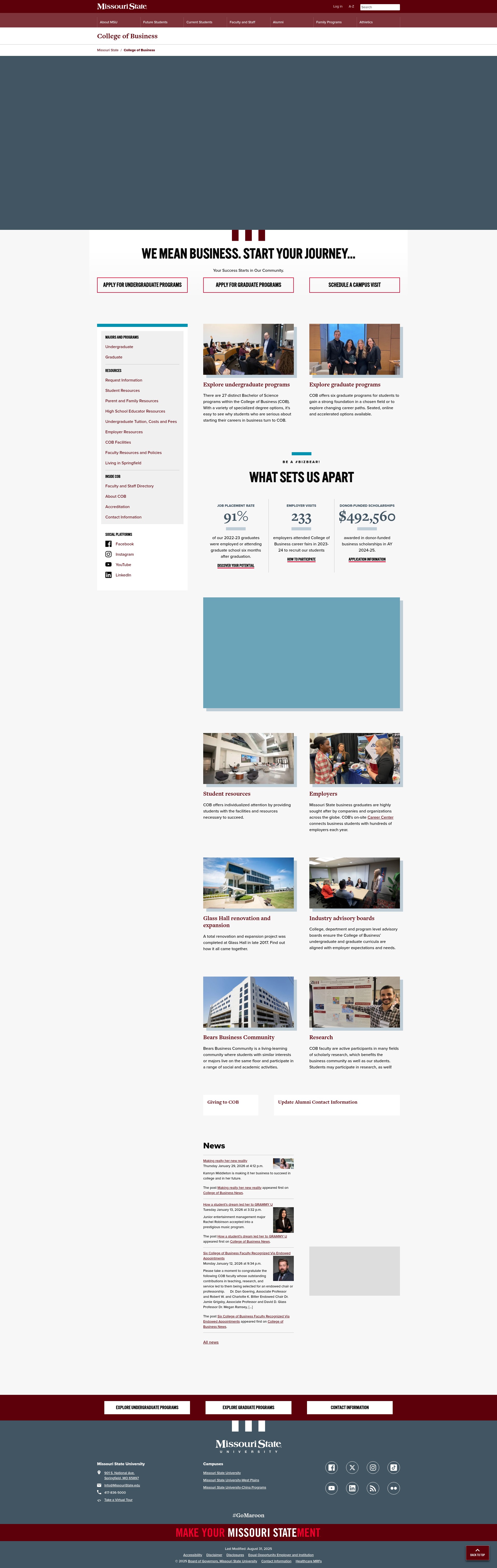 Screenshot of business.missouristate.edu