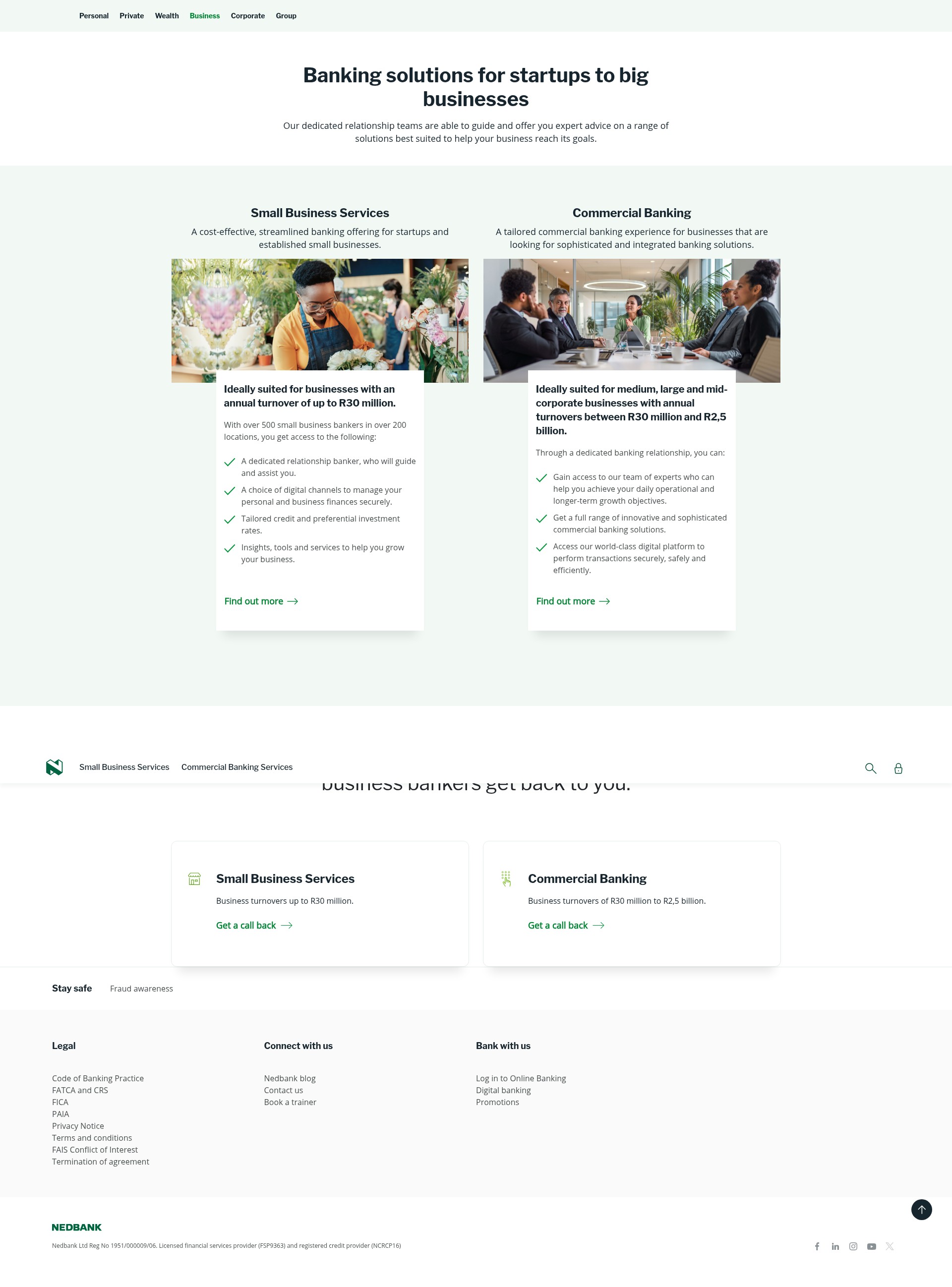 Screenshot of business.nedbank.co.za