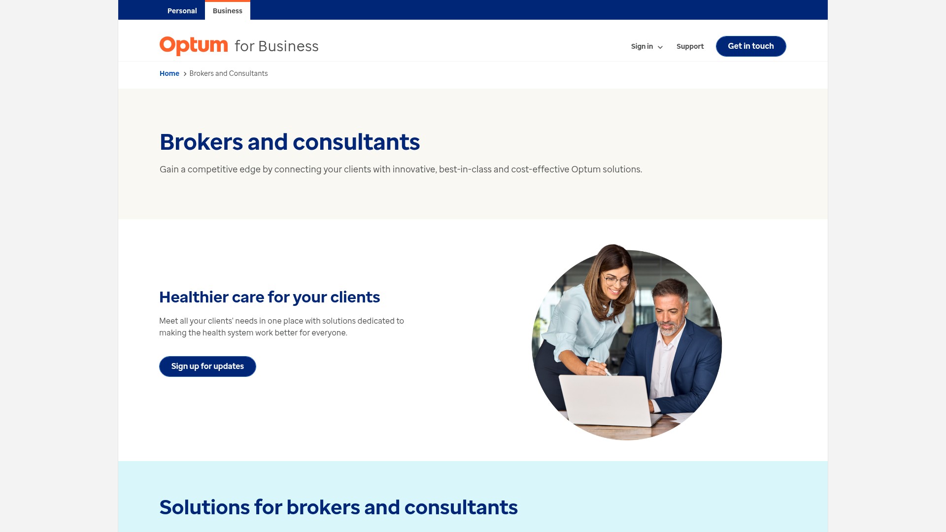 Screenshot of business.optum.com