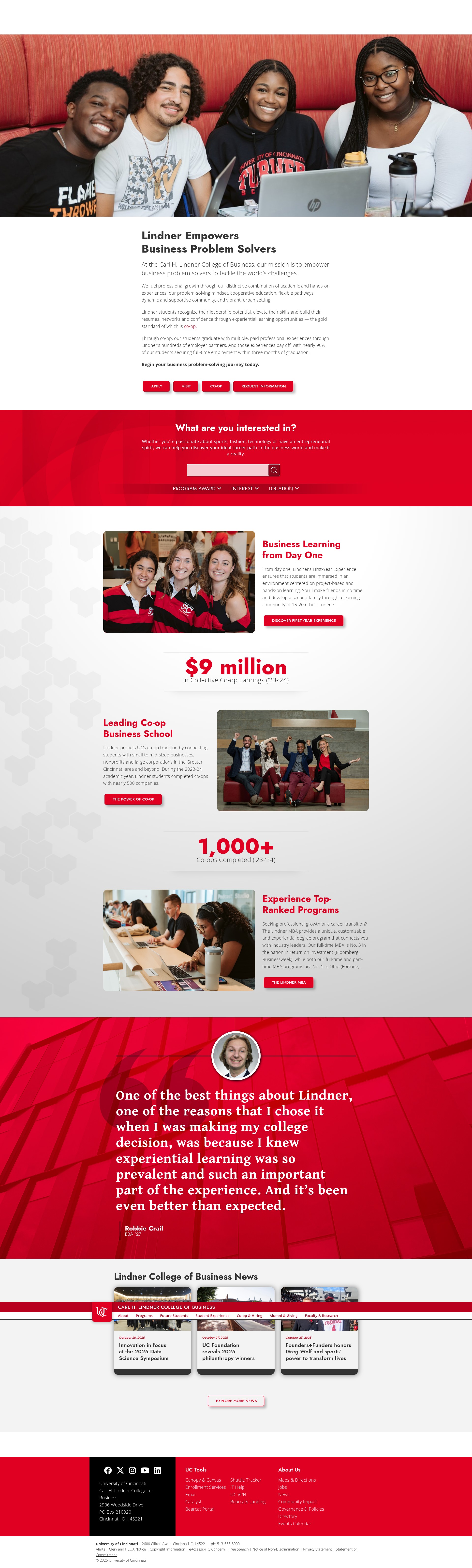 Screenshot of business.uc.edu