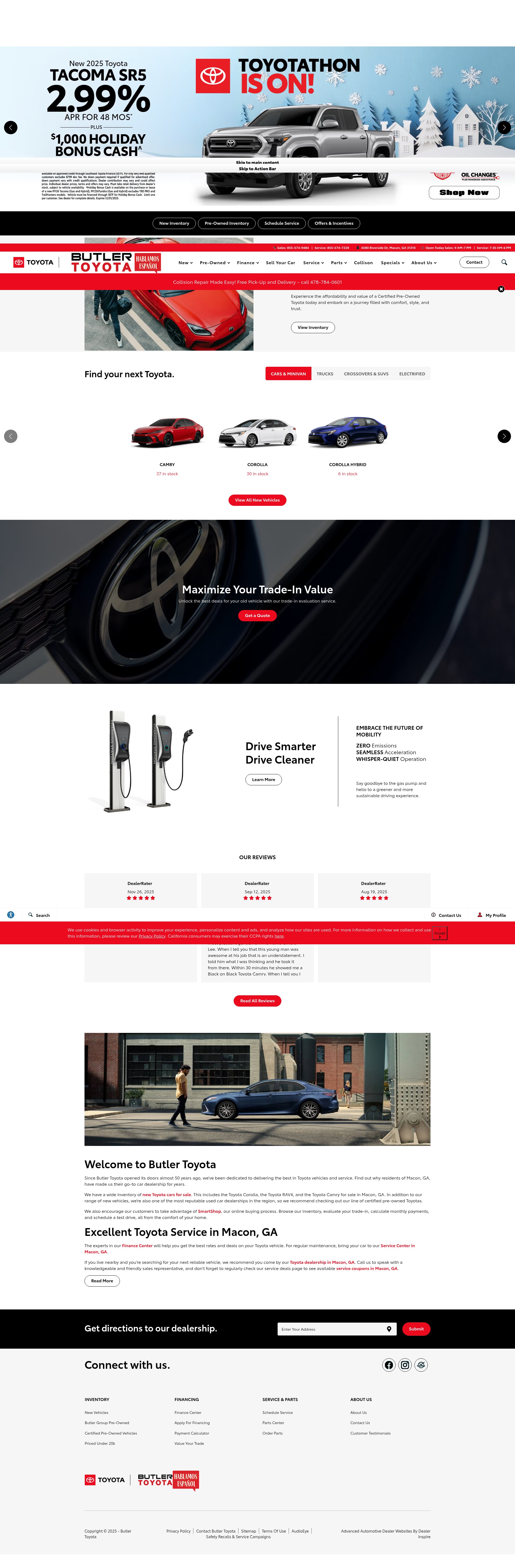 Screenshot of butlertoyota.com