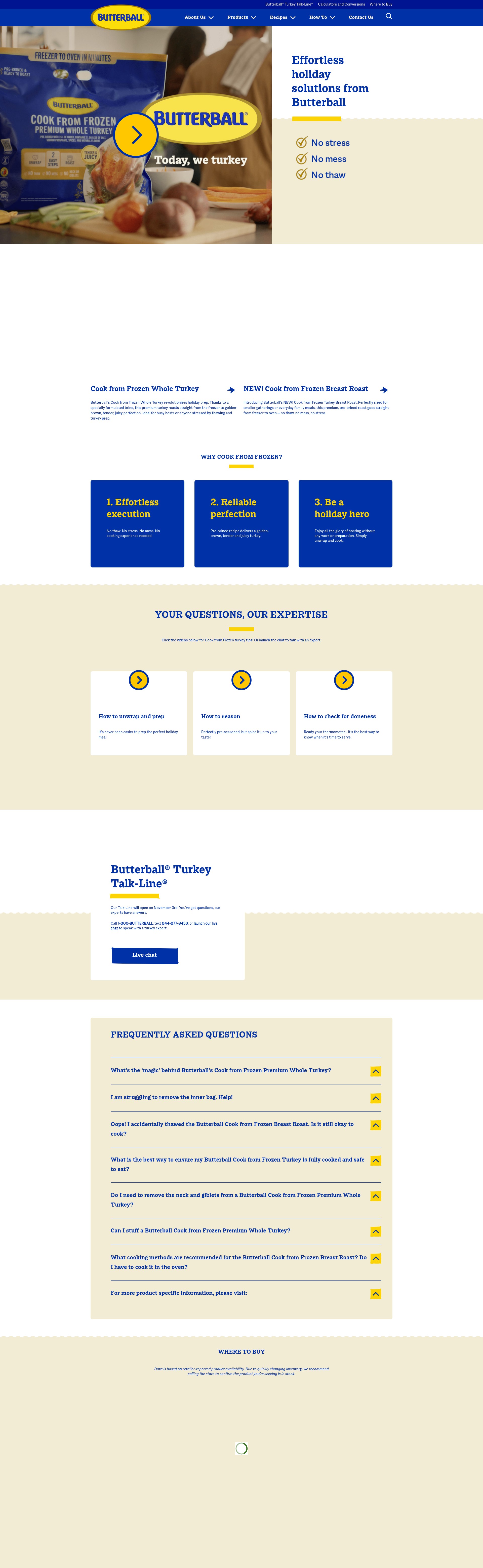 Screenshot of butterball.com