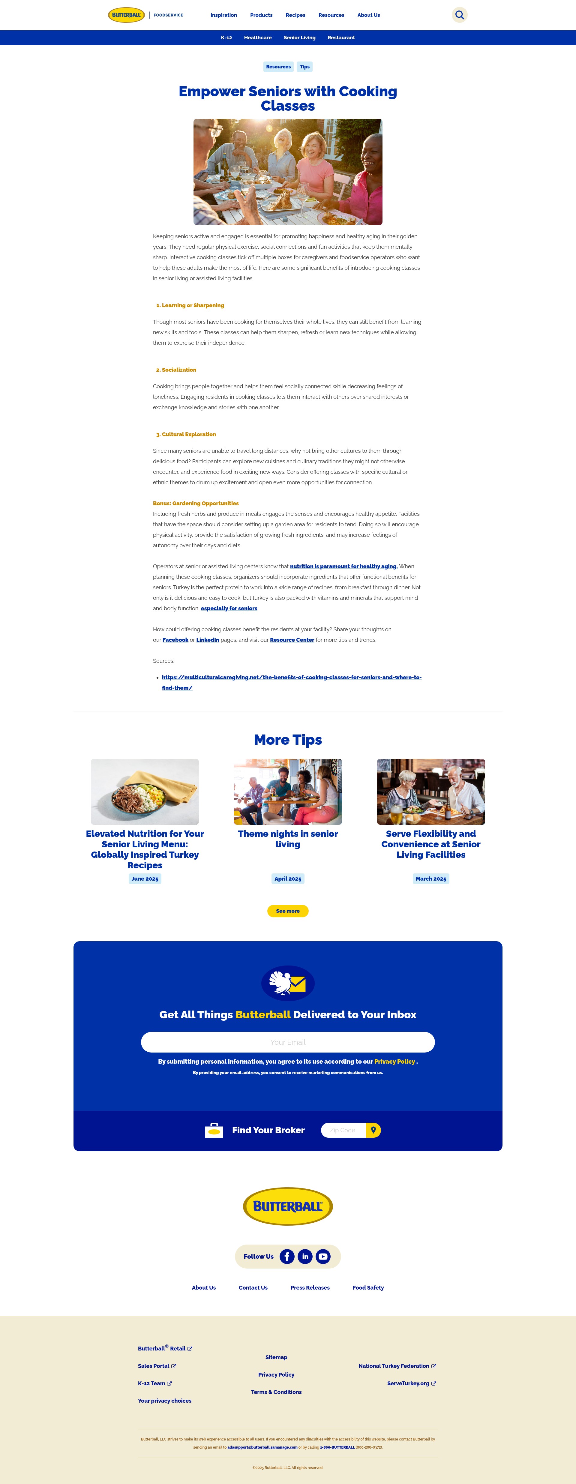 Screenshot of butterballfoodservice.com