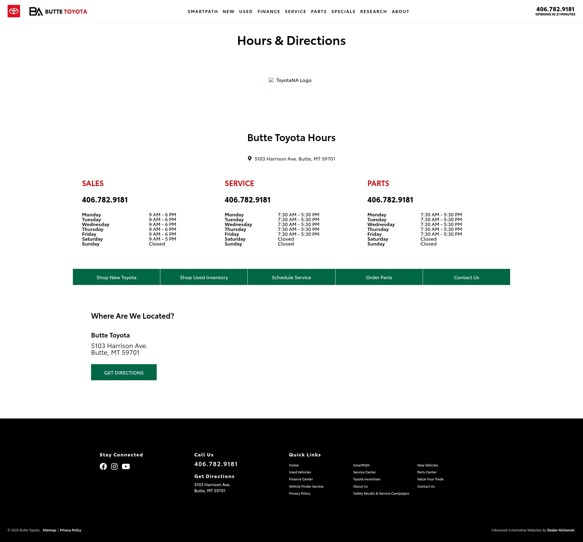 Screenshot of buttetoyota.com