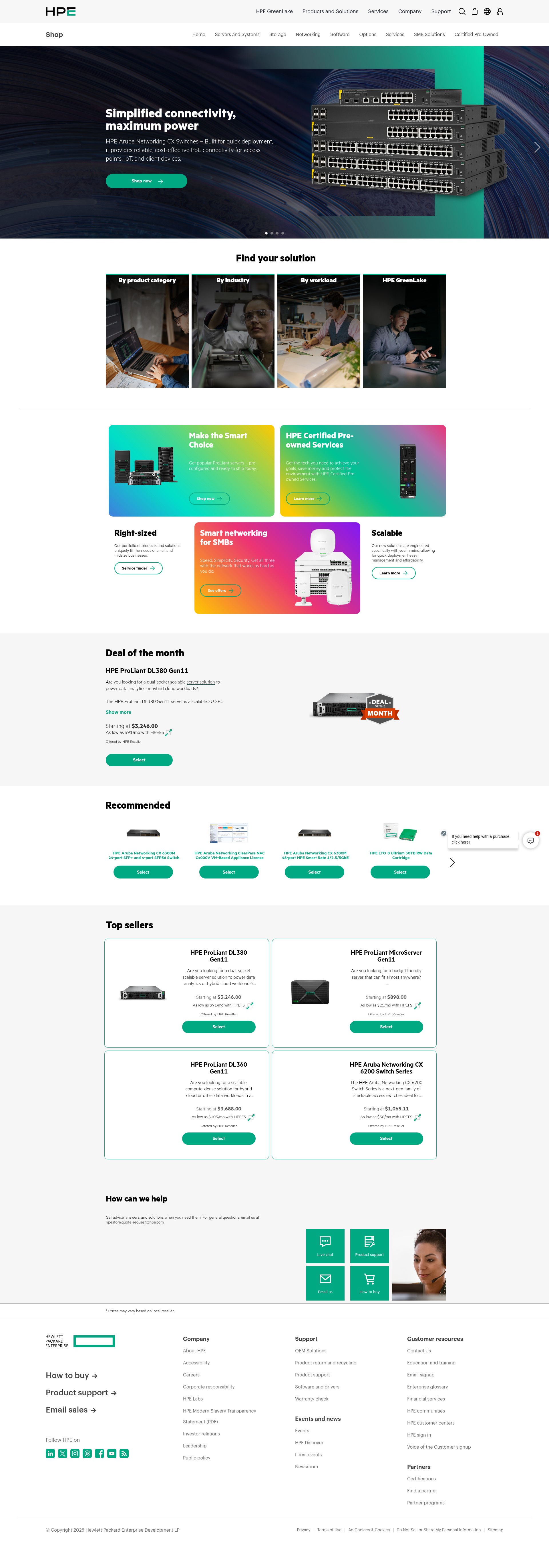 Screenshot of buy.hpe.com