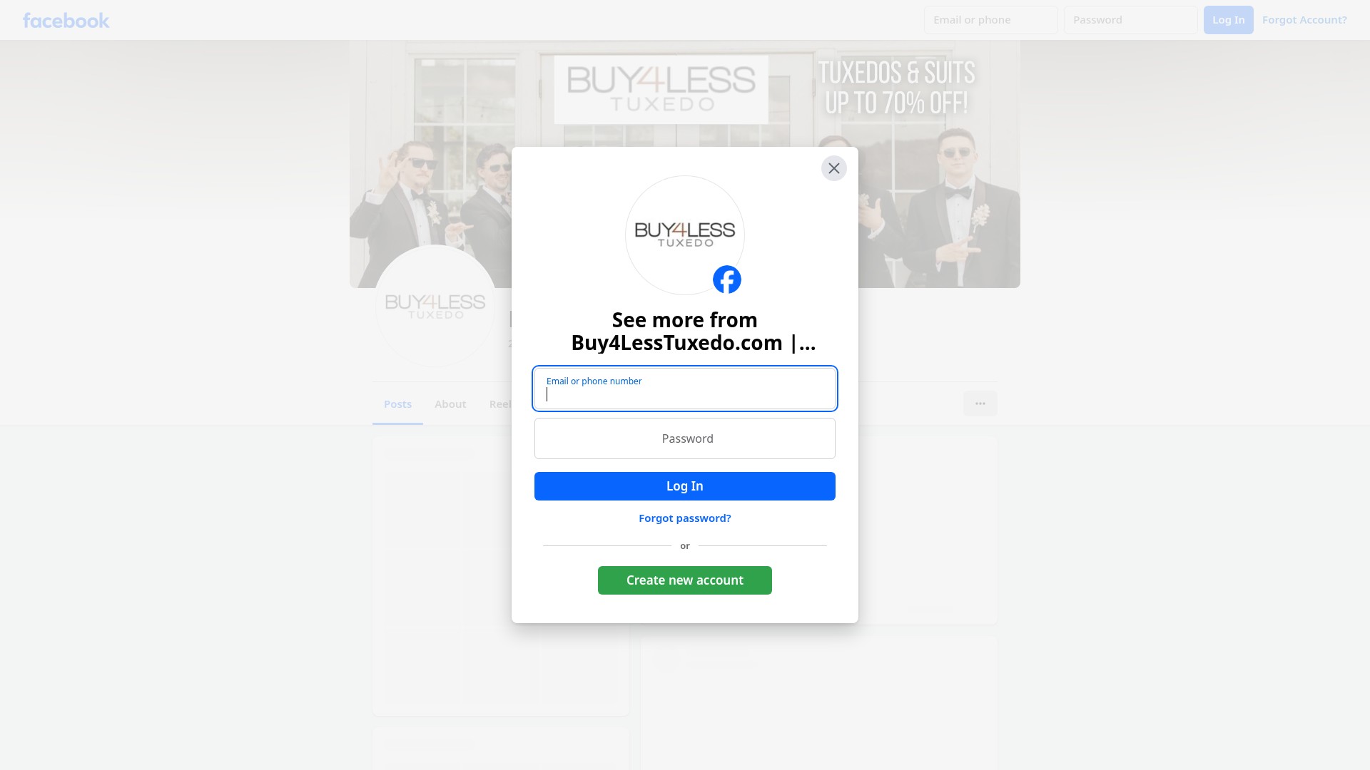 Screenshot of buy4lesstuxedo.com