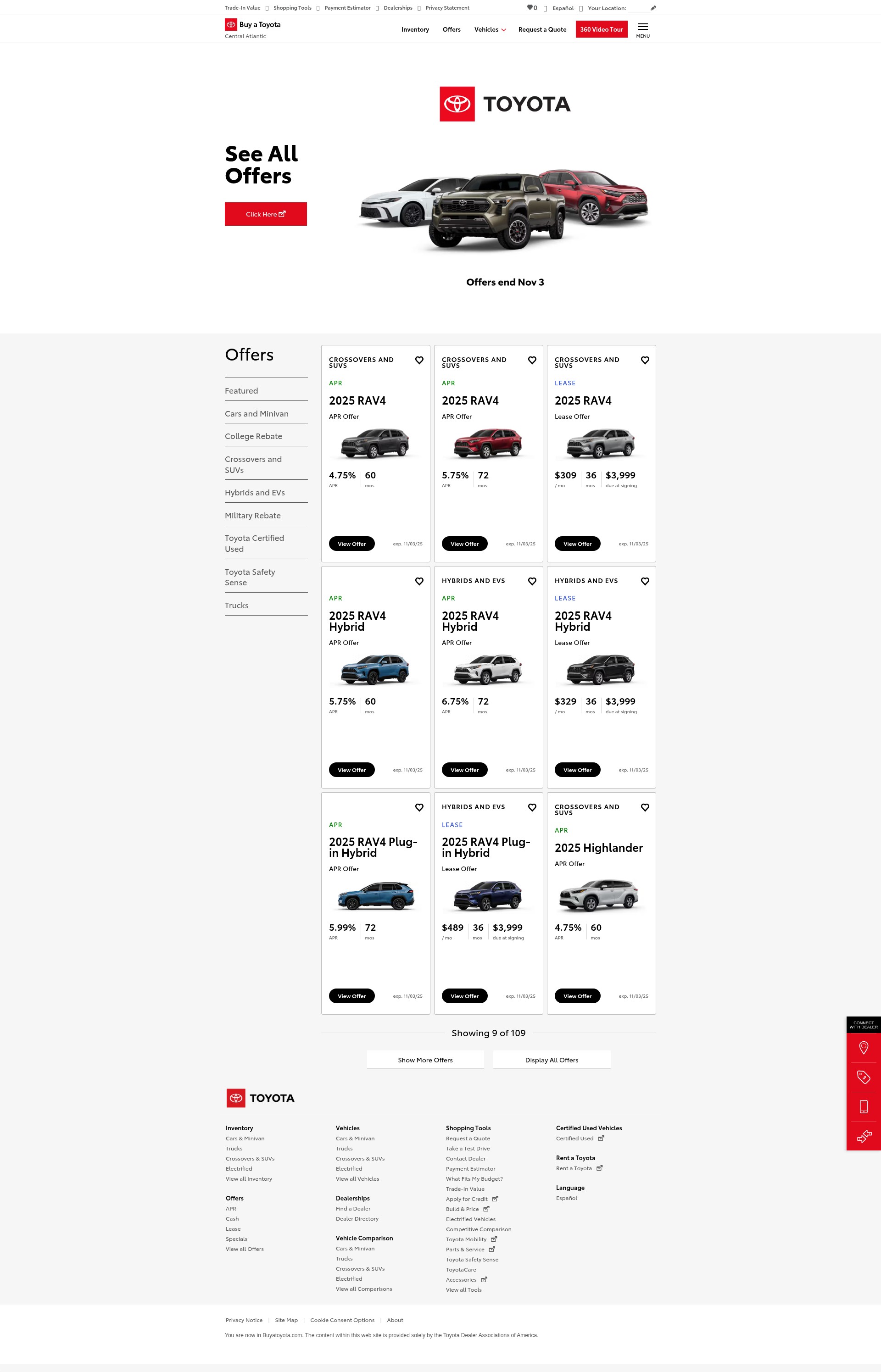 Screenshot of buyatoyota.com