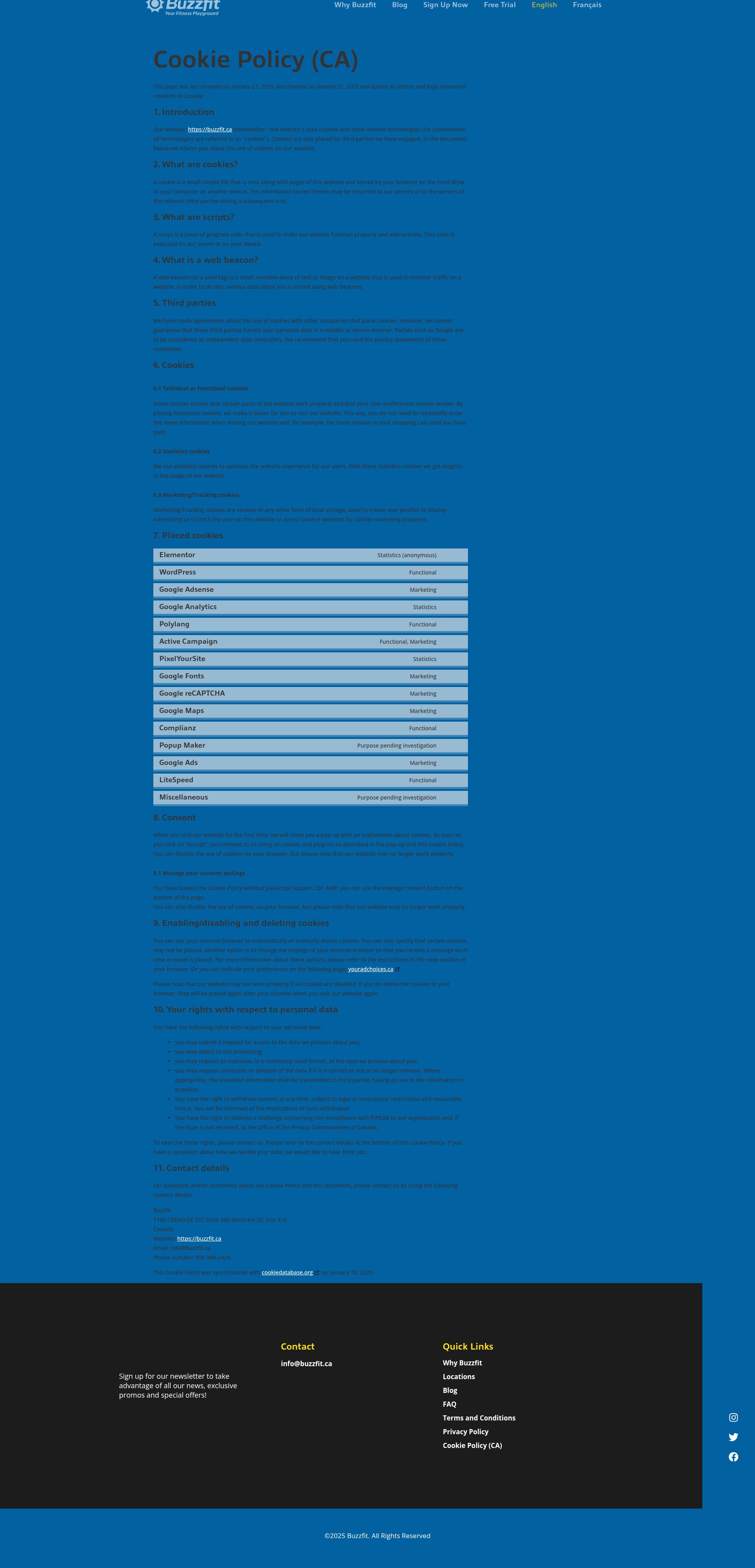 Screenshot of buzzfit.ca