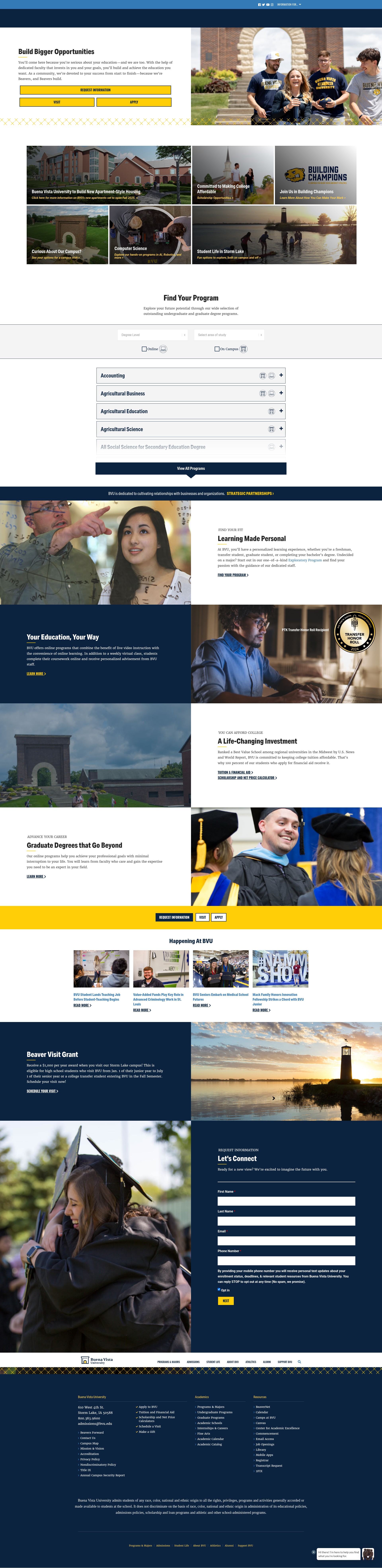Screenshot of bvu.edu