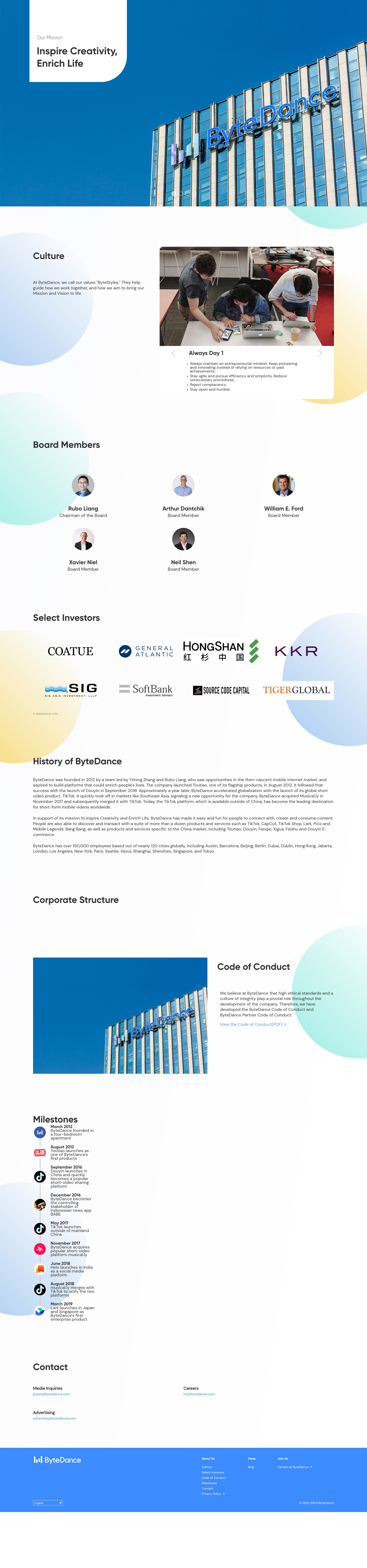 Screenshot of bytedance.com