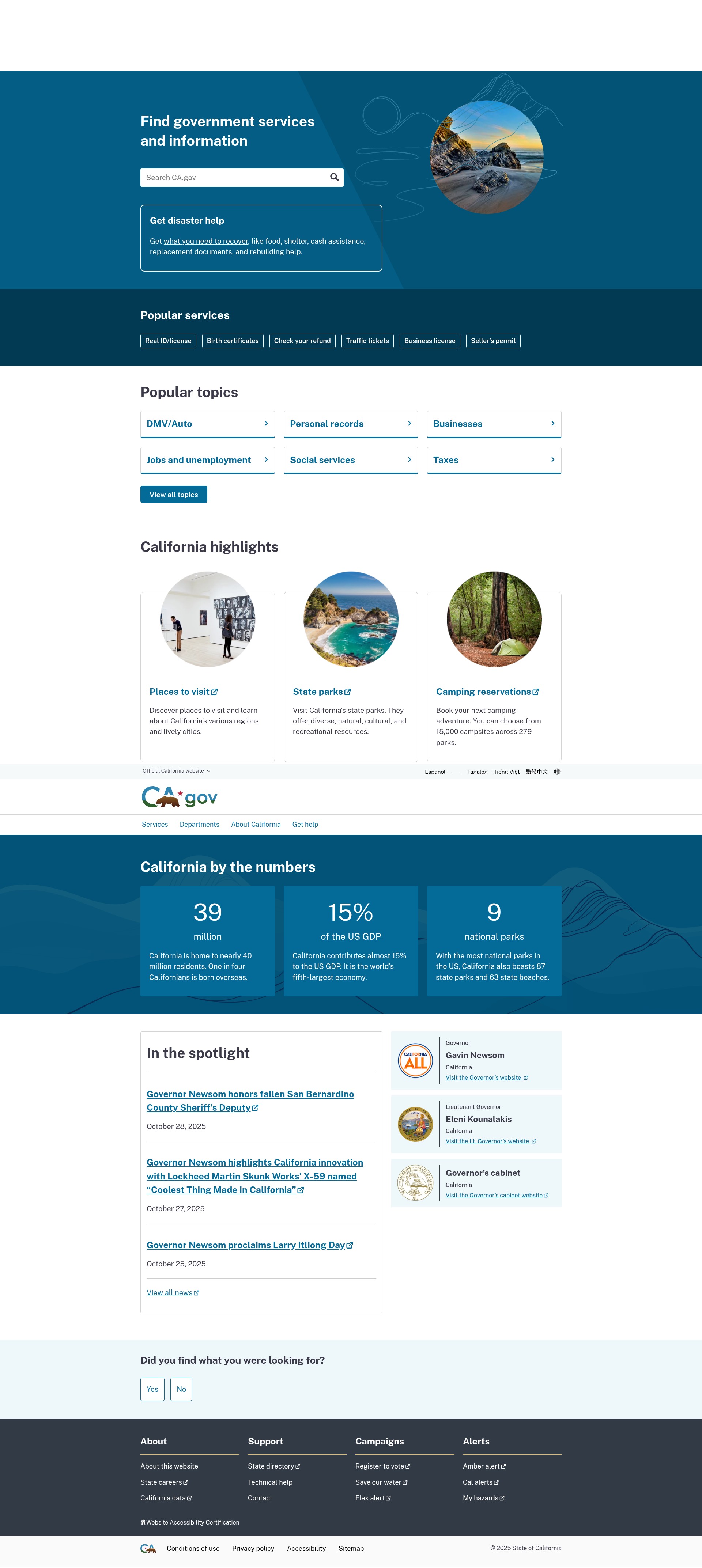 Screenshot of ca.gov