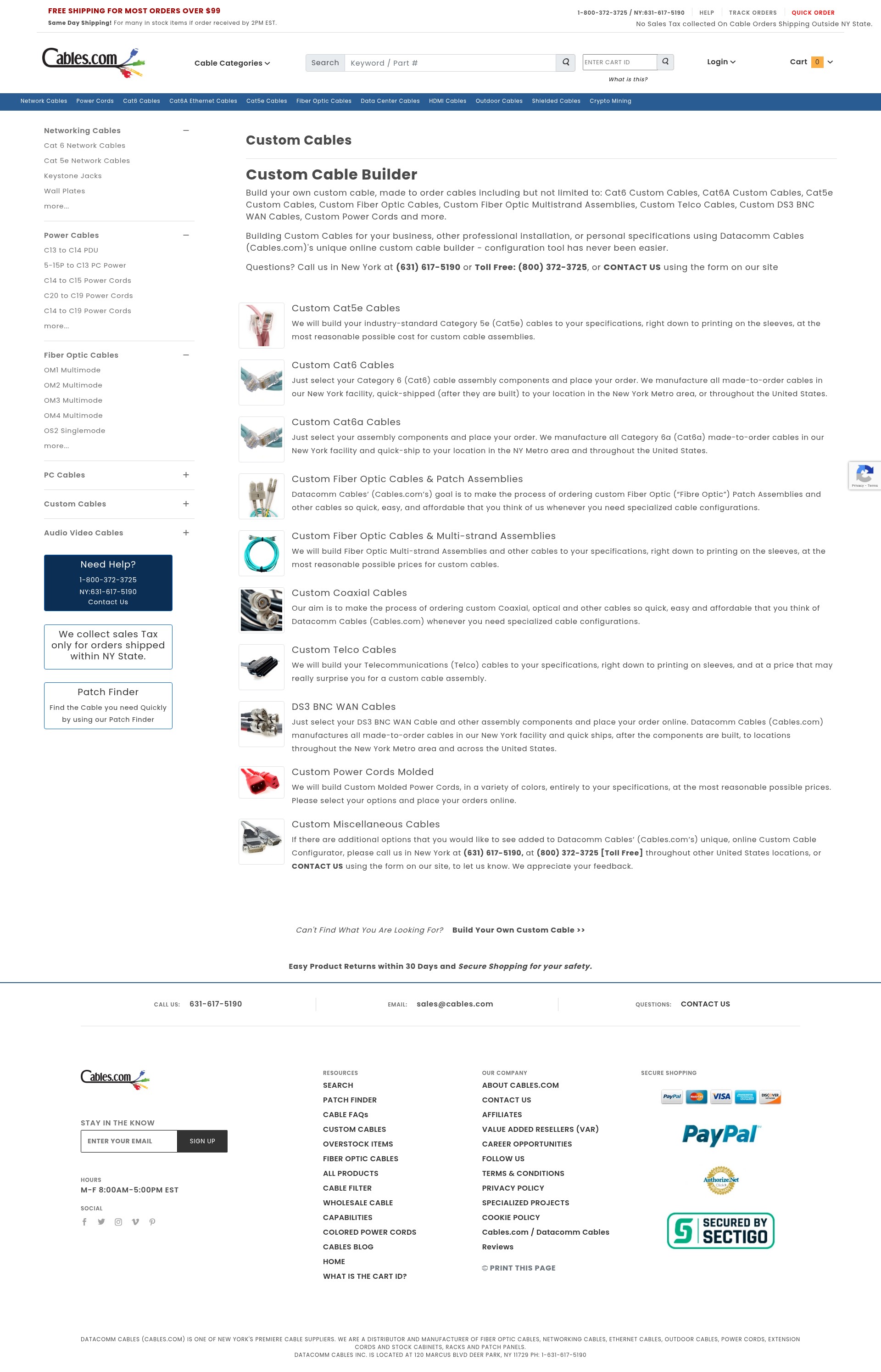 Screenshot of cables.com