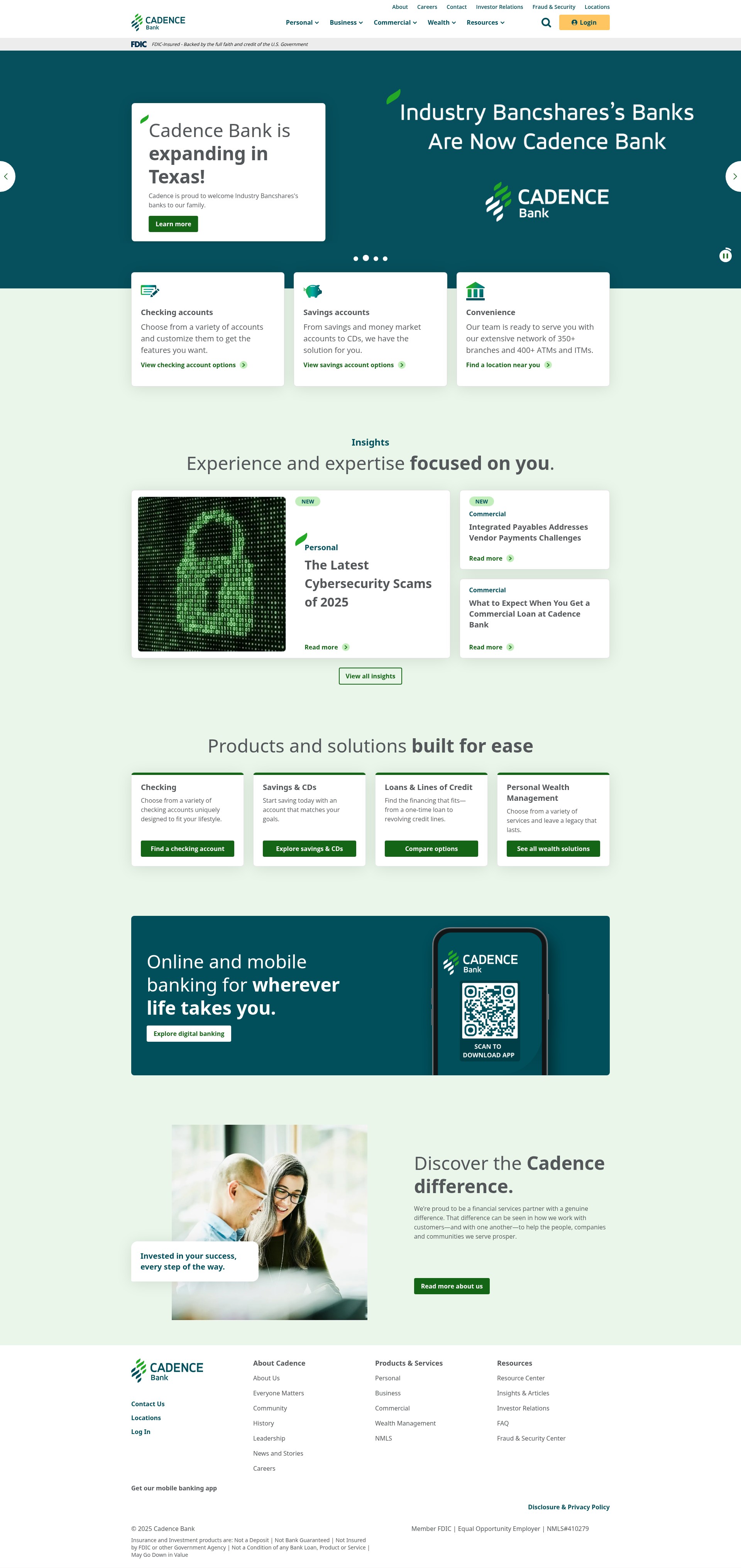 Screenshot of cadencebank.com