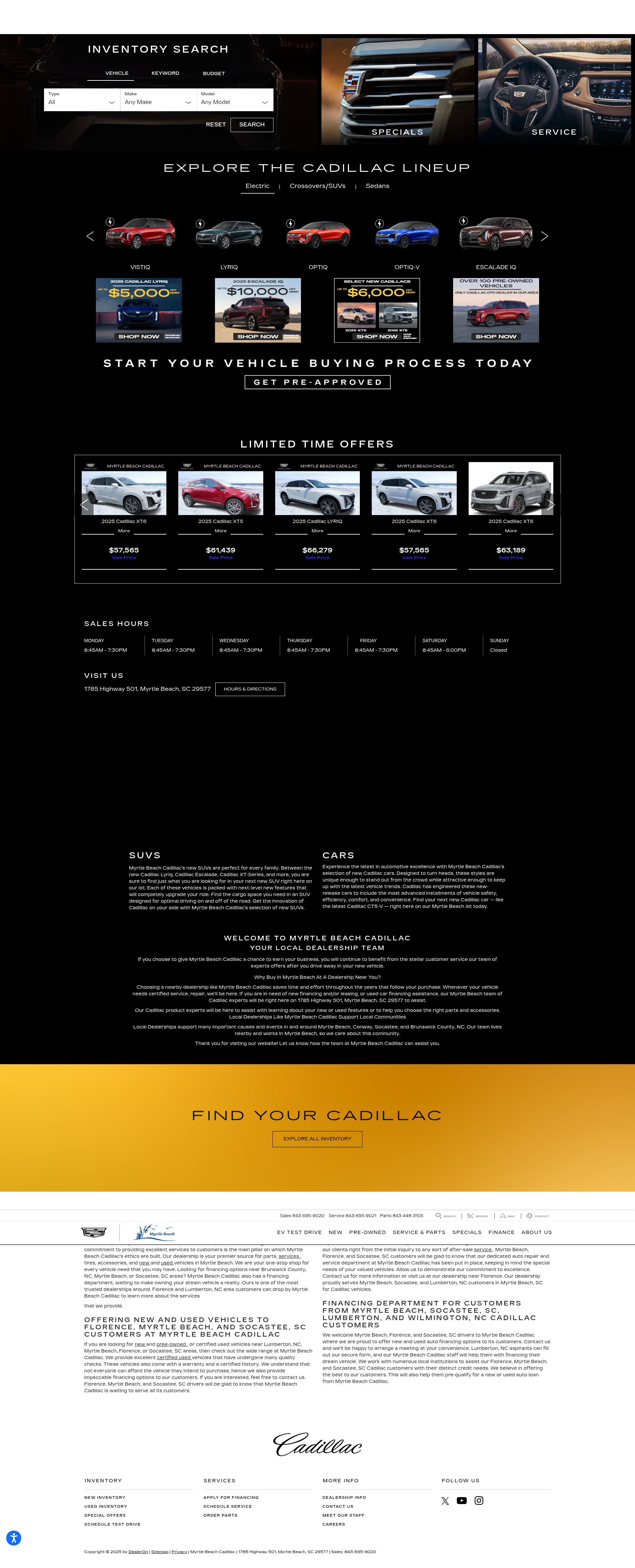 Screenshot of cadillacofmyrtlebeach.com