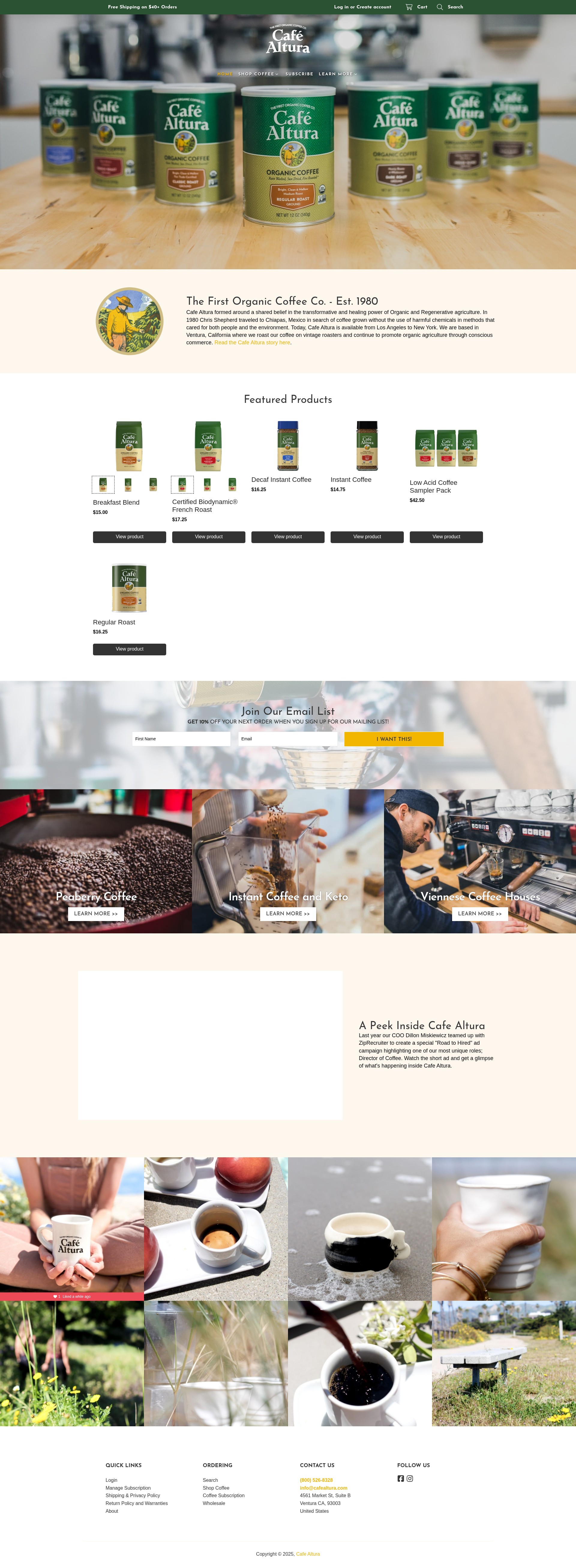 Screenshot of cafealtura.com