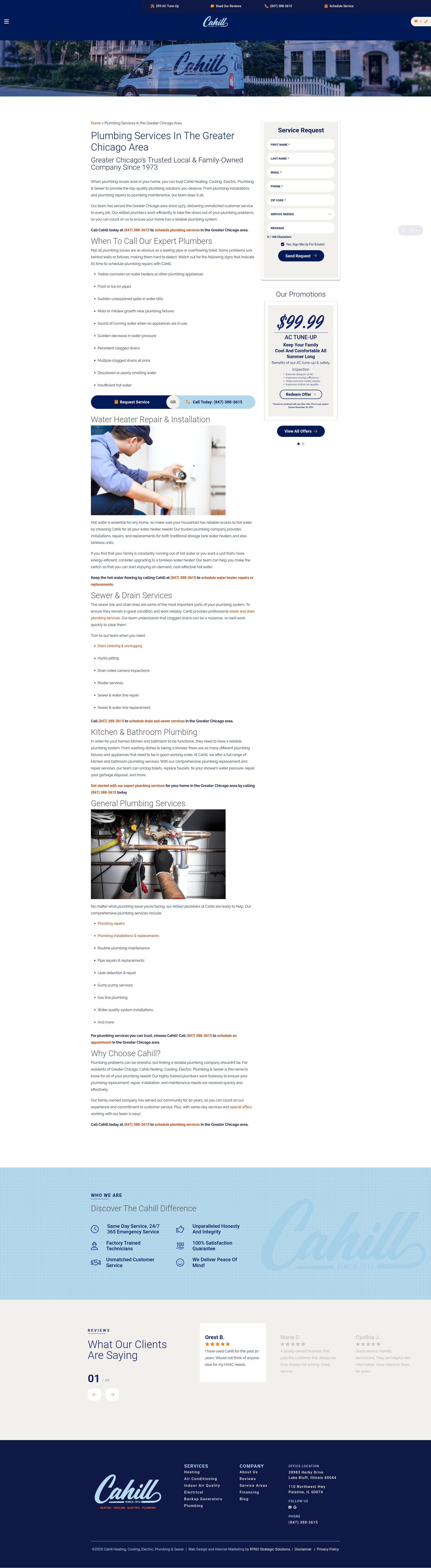 Screenshot of cahillheating.com
