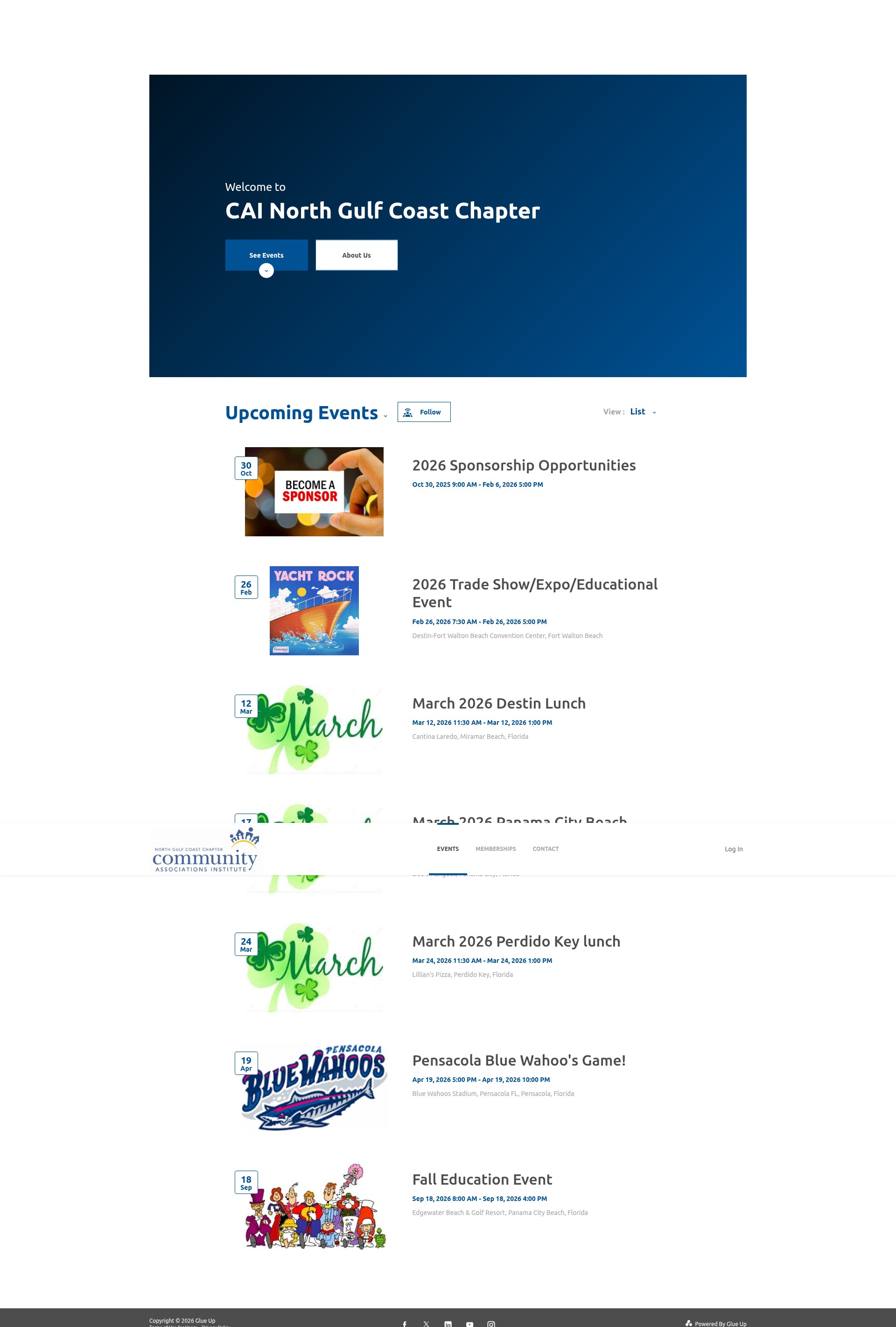 Screenshot of caingcc.glueup.com