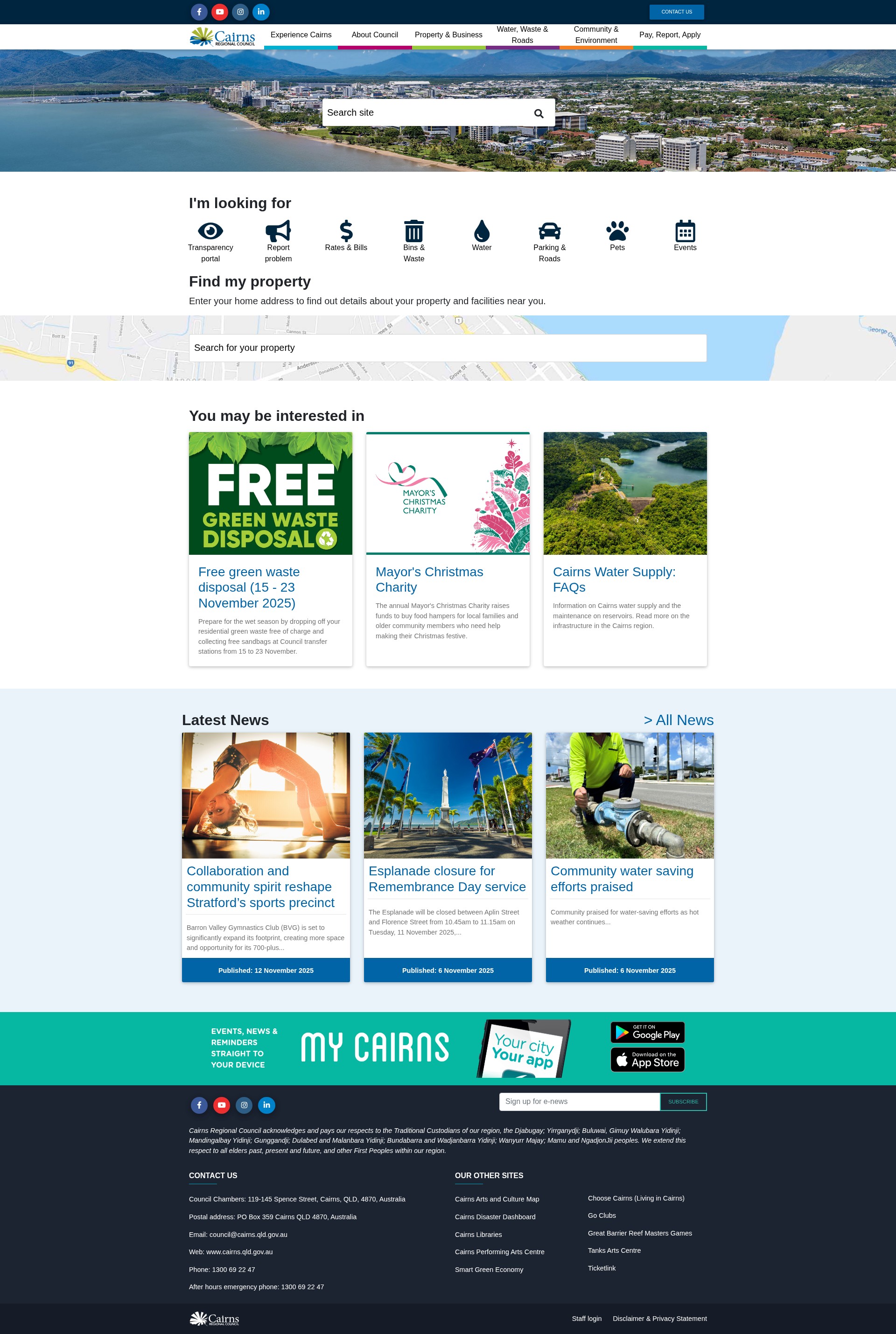 Screenshot of cairns.qld.gov.au