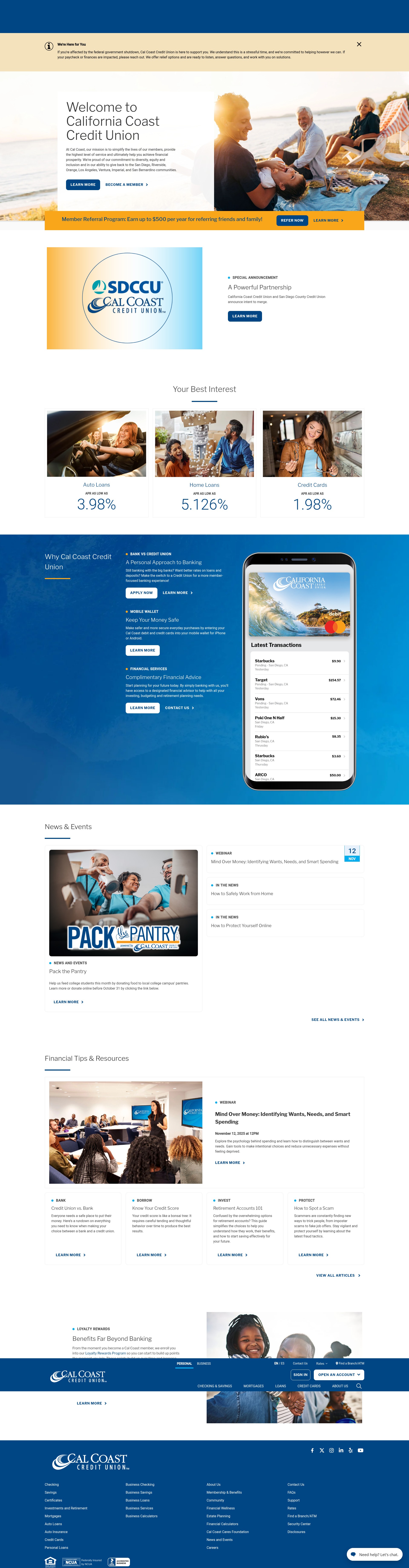 Screenshot of calcoastcu.org