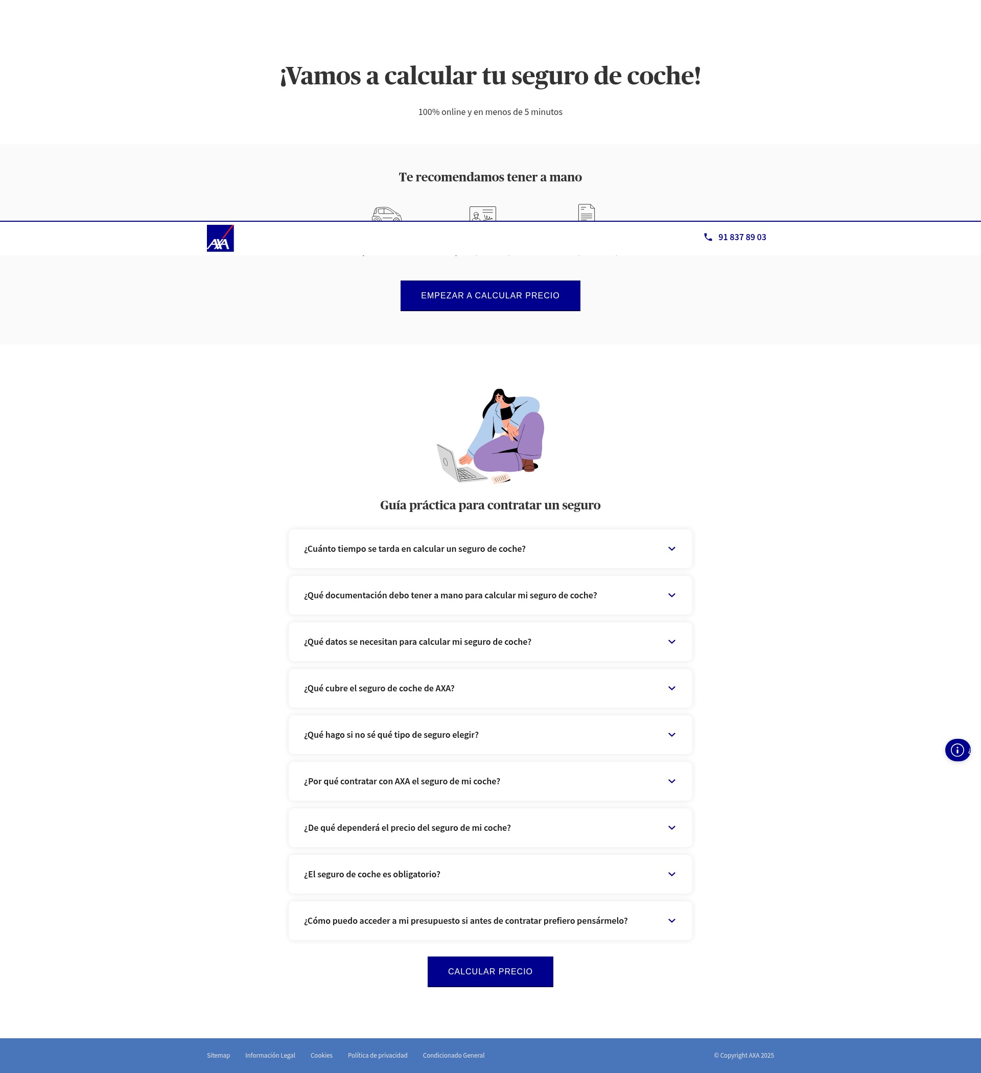 Screenshot of calcular-seguro.axa.es