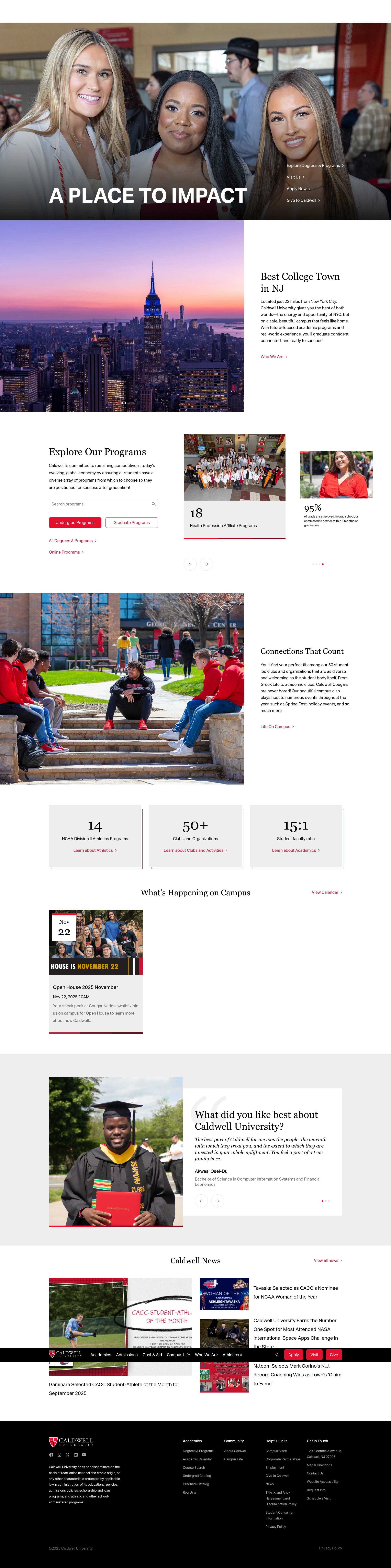 Screenshot of caldwell.edu
