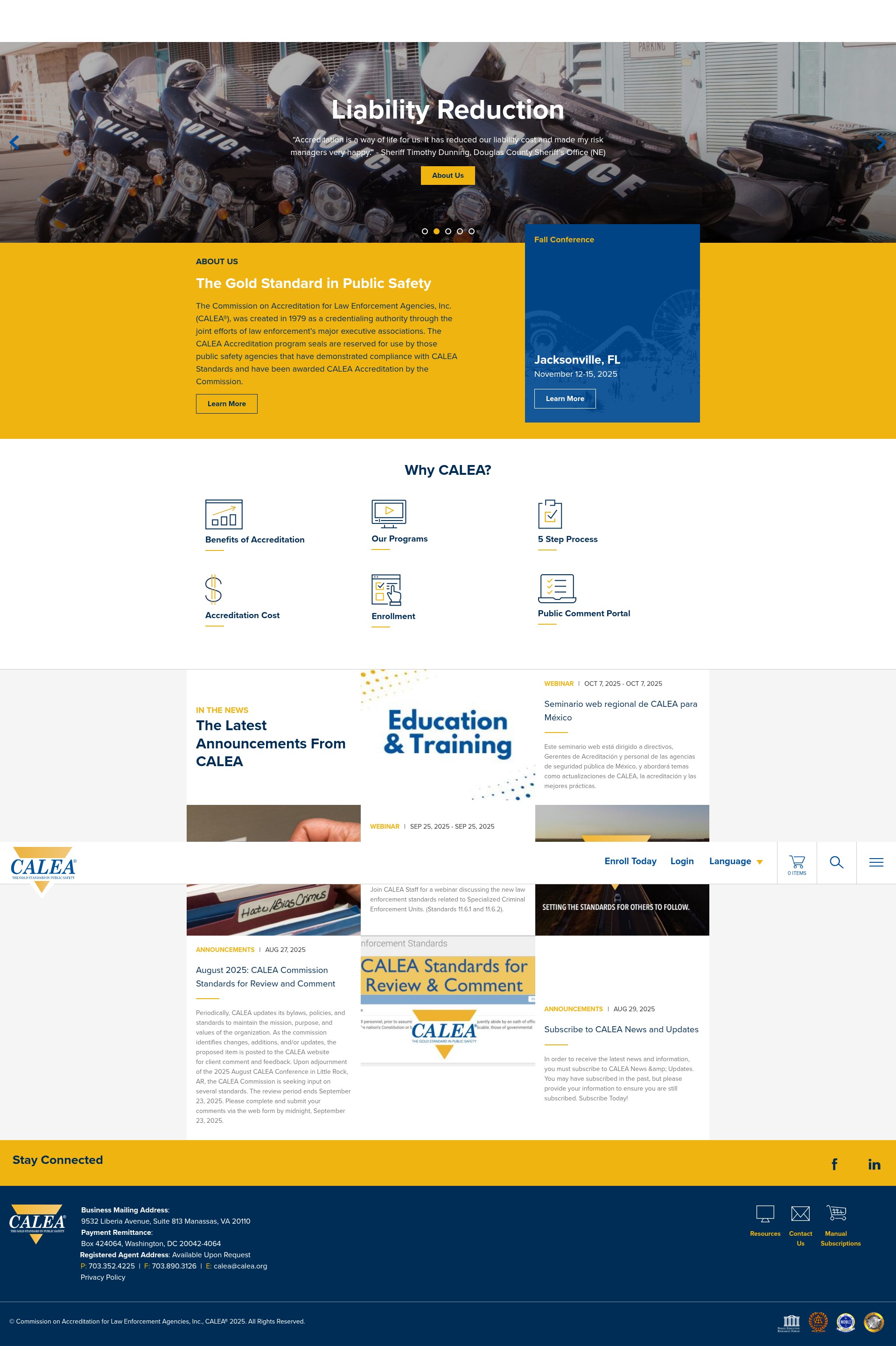 Screenshot of calea.org