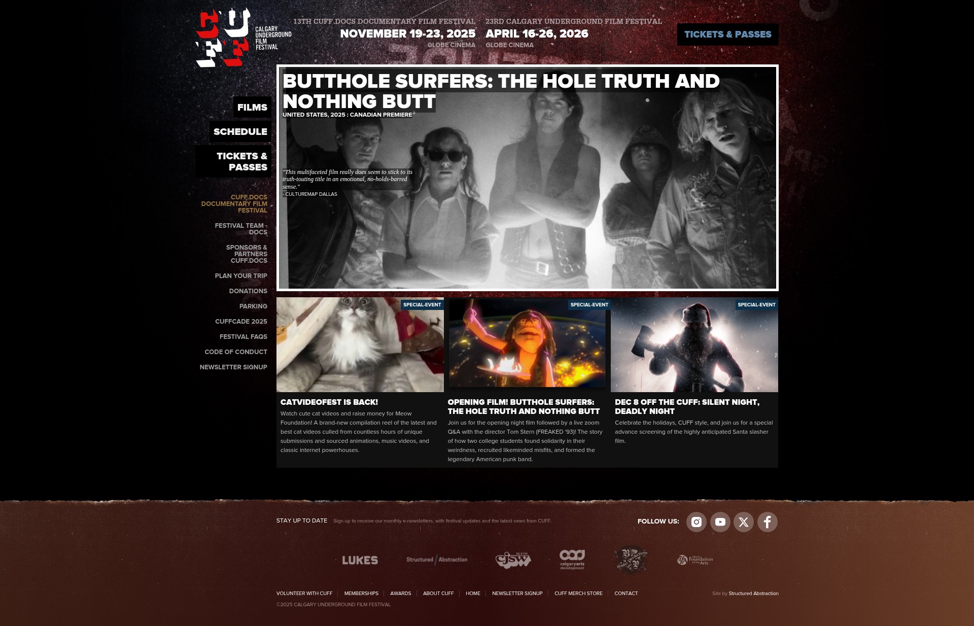 Screenshot of calgaryundergroundfilm.org