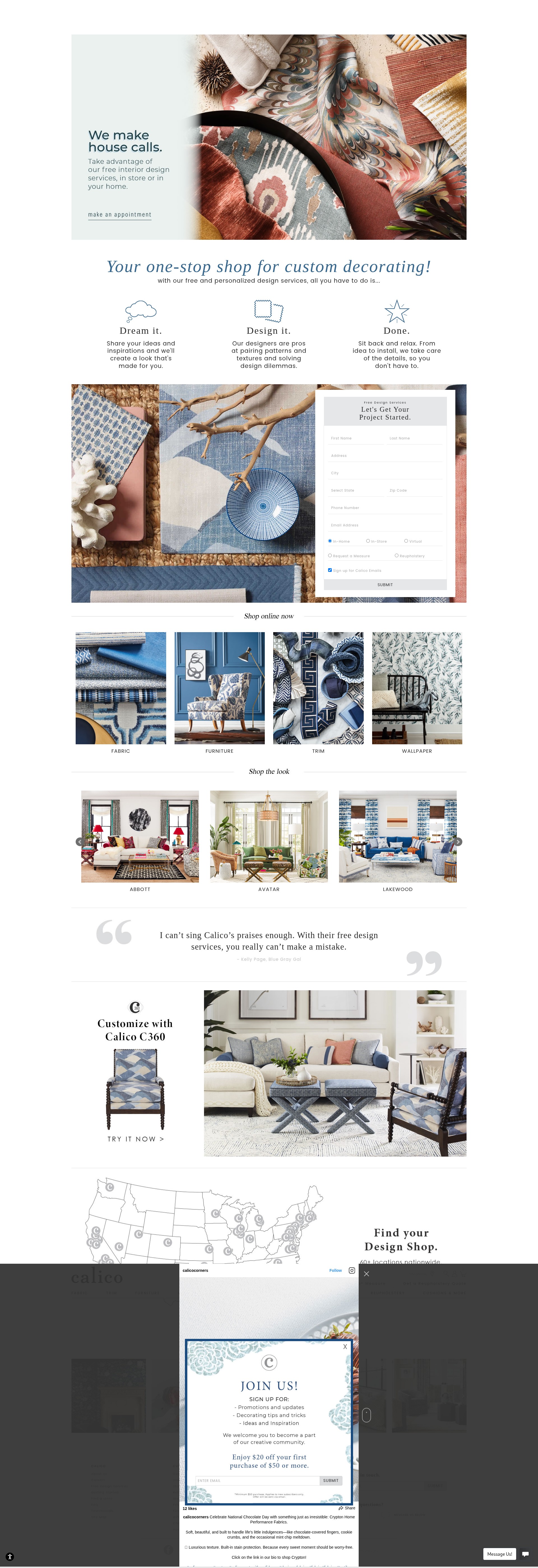 Screenshot of calicocorners.com