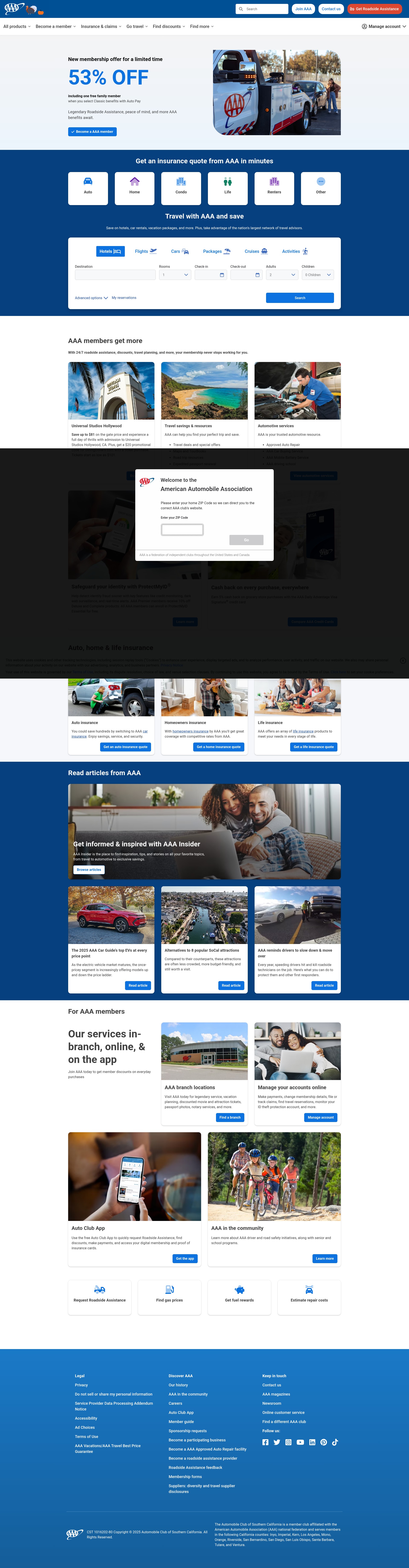 Screenshot of calif.aaa.com