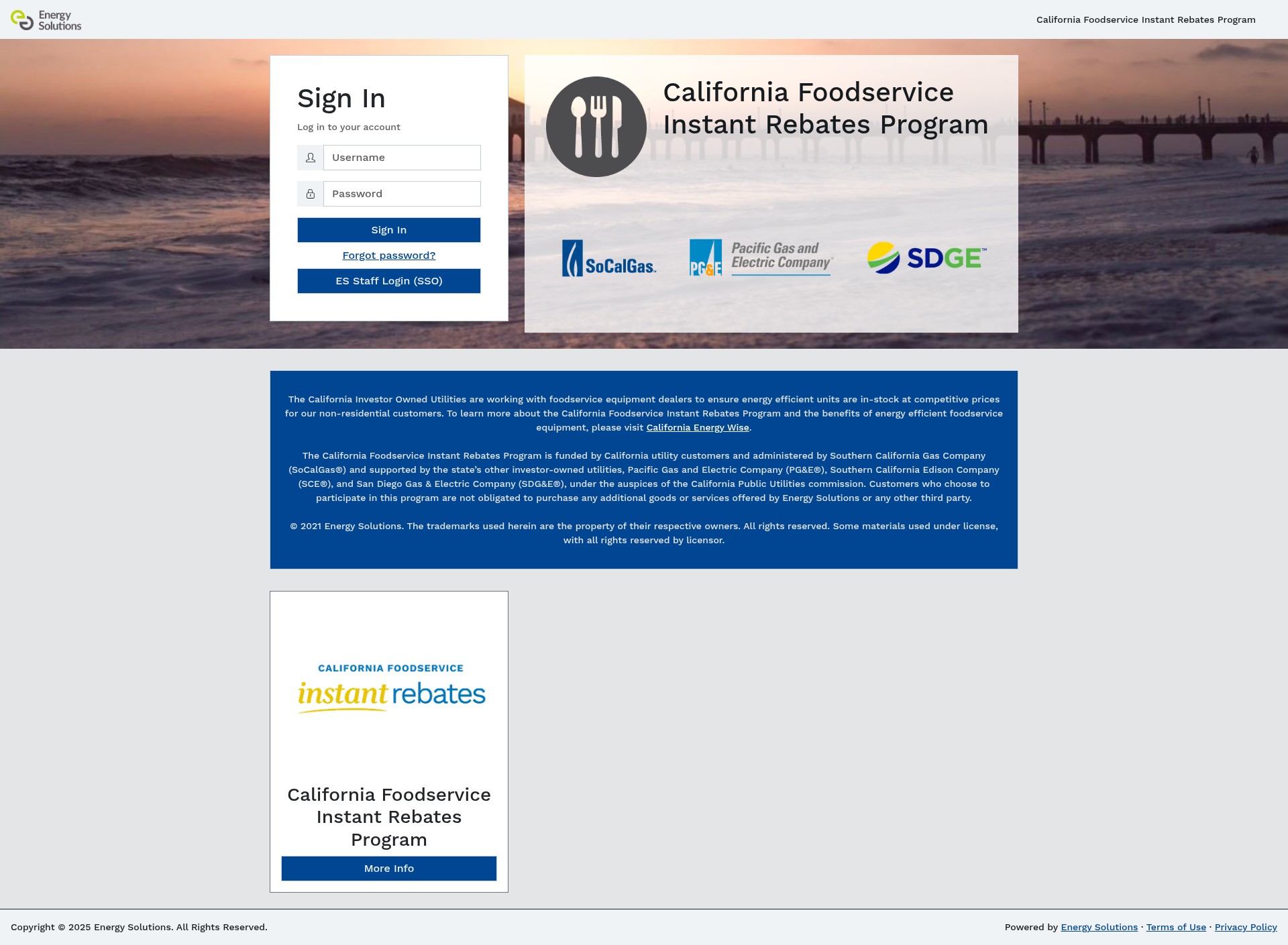 Screenshot of californiainstantrebates.com