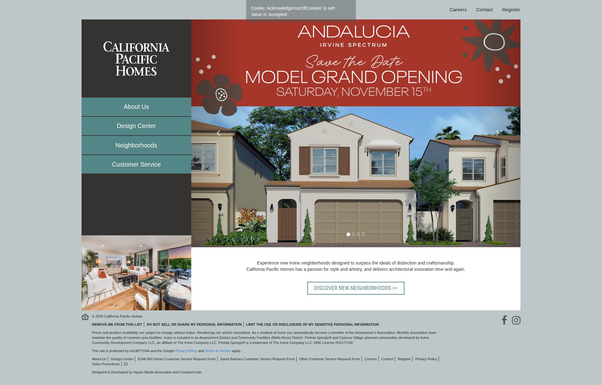 Screenshot of californiapacifichomes.com