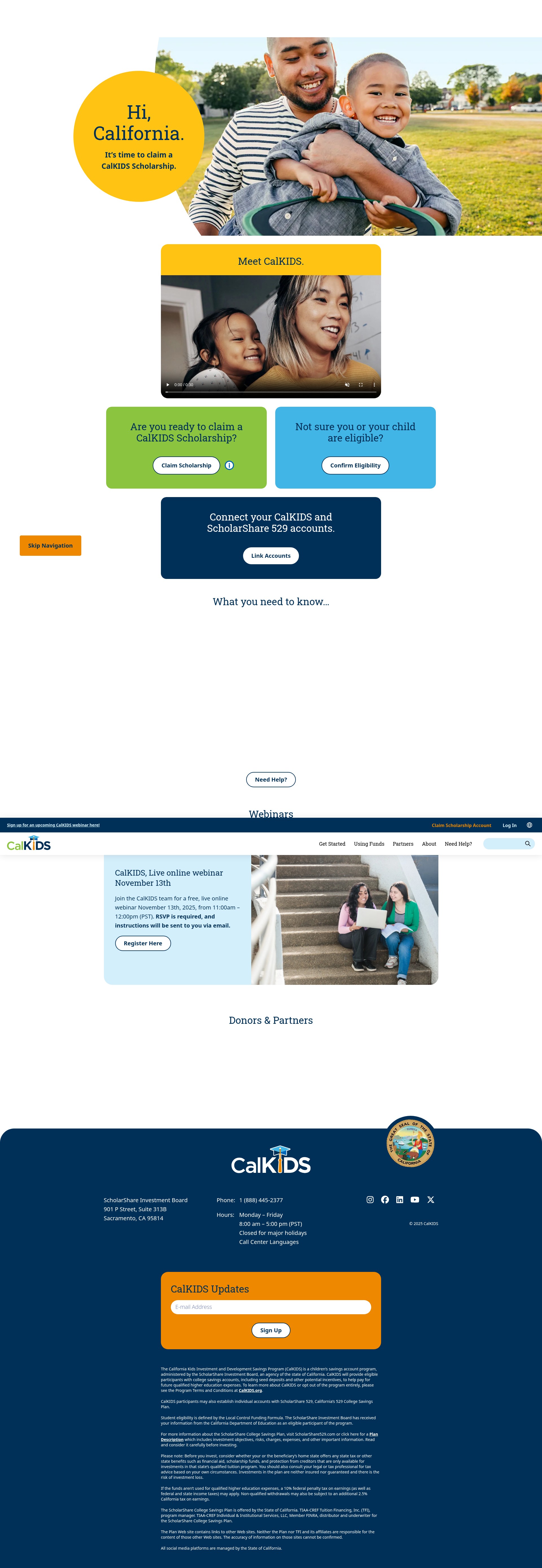 Screenshot of calkids.org