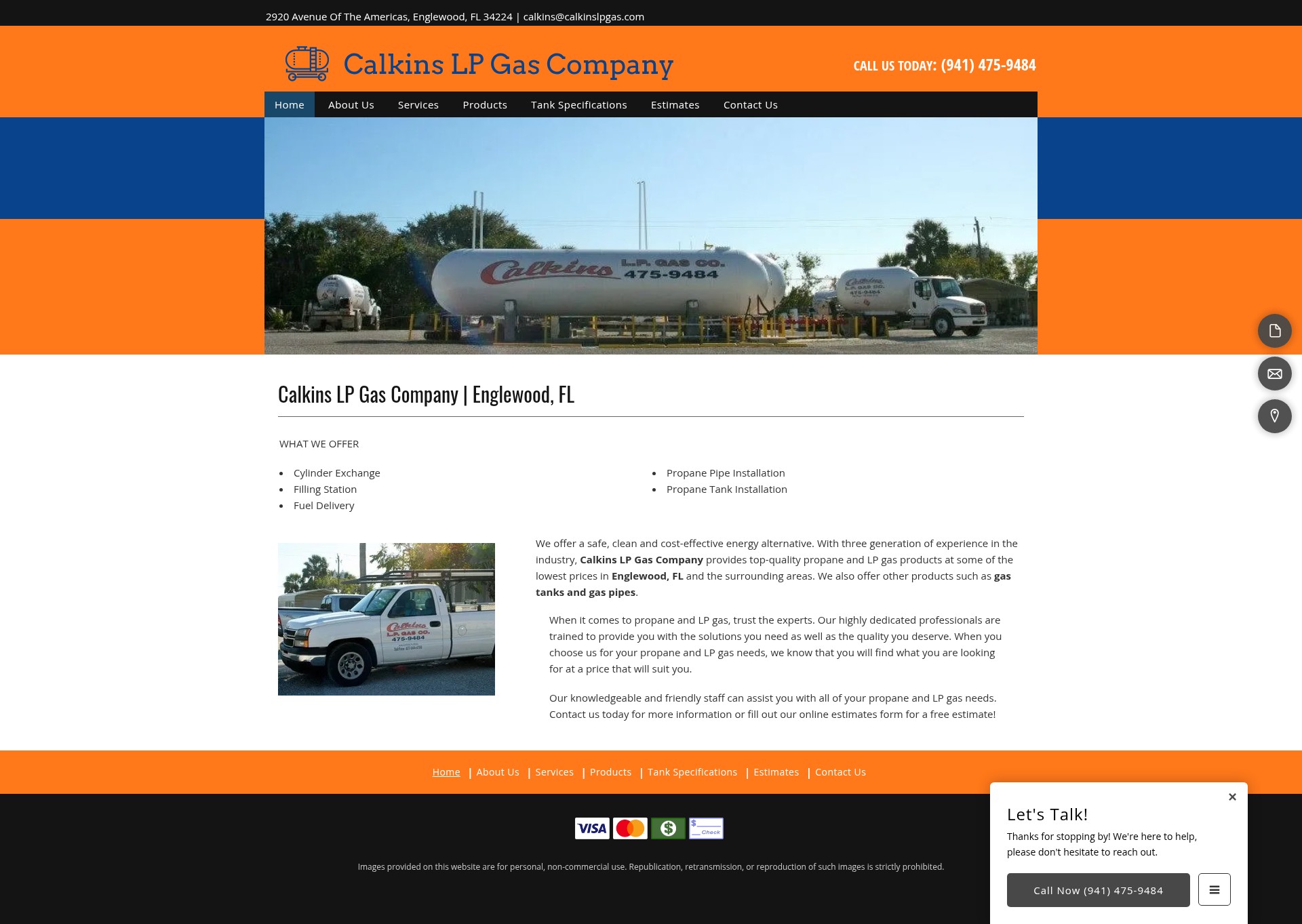 Screenshot of calkinslpgas.com