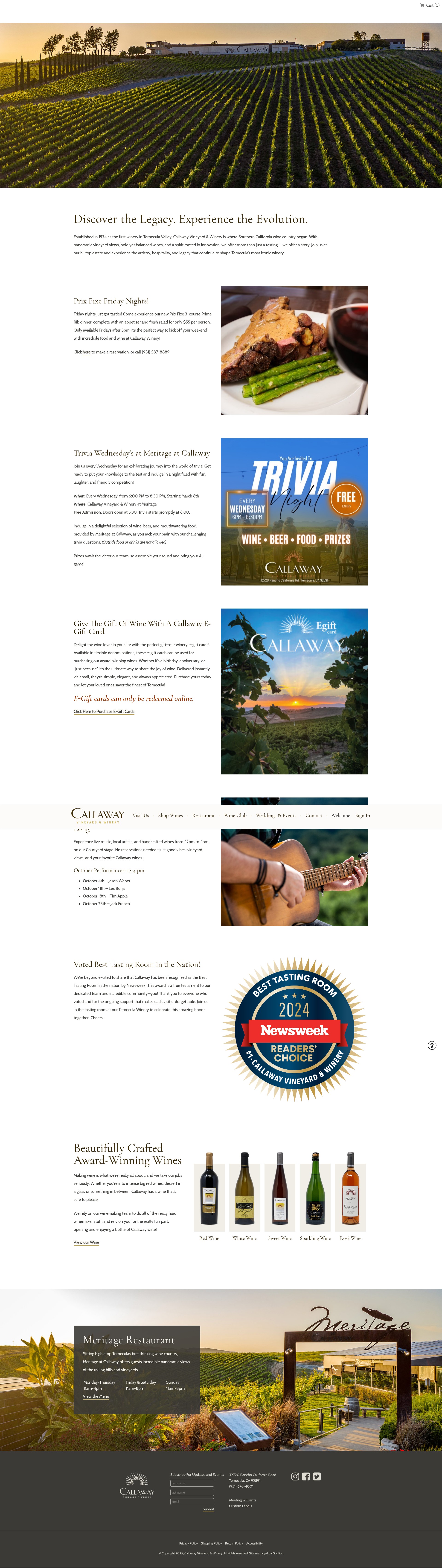 Screenshot of callawaywinery.com