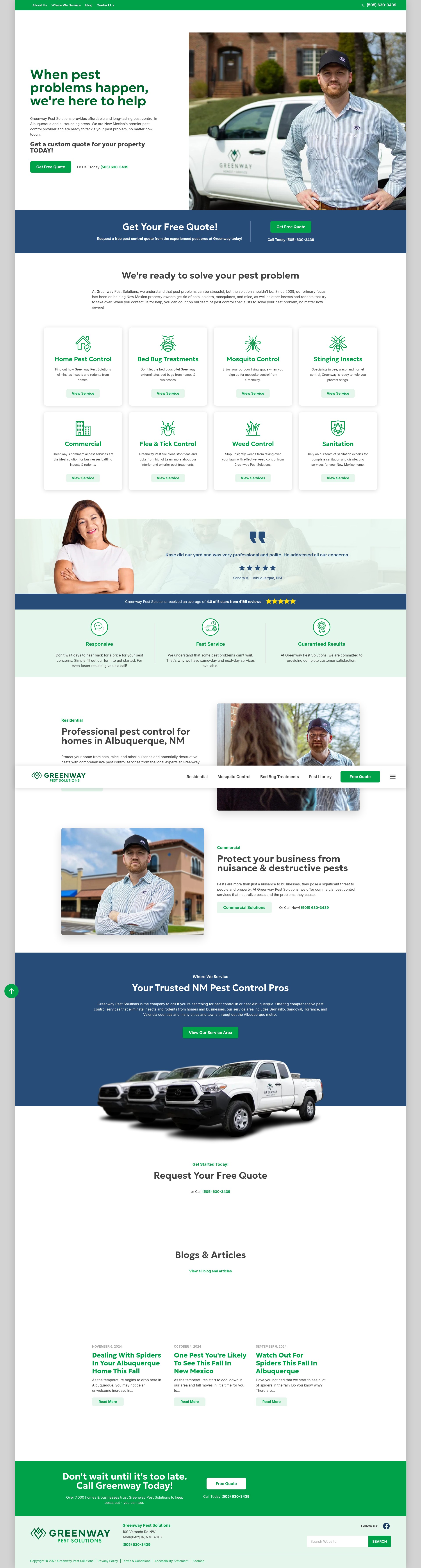 Screenshot of callgreenwaypest.com