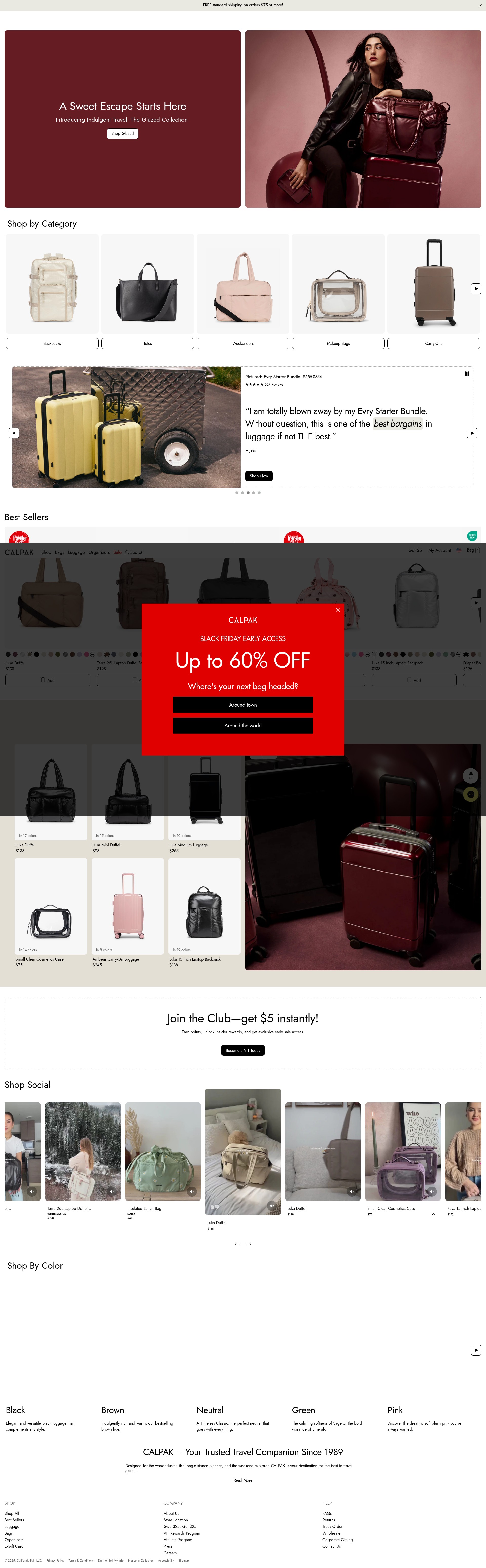 Screenshot of calpaktravel.com