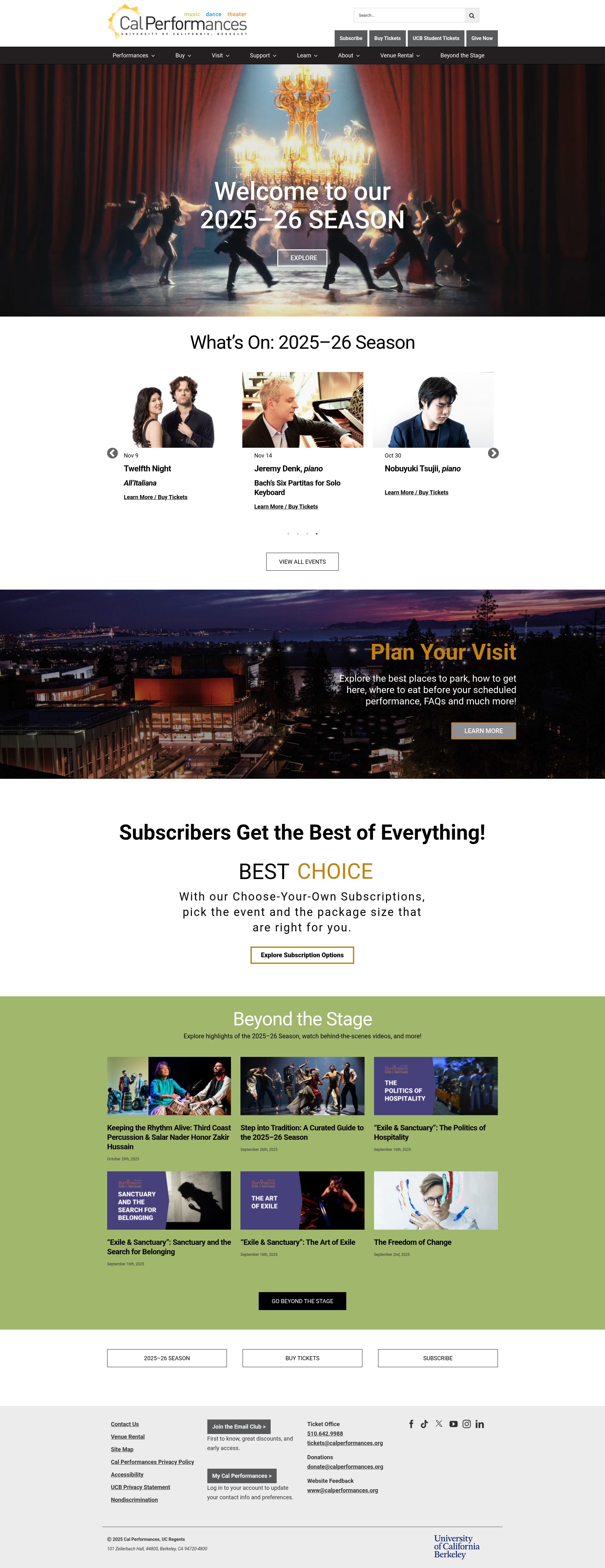 Screenshot of calperformances.org