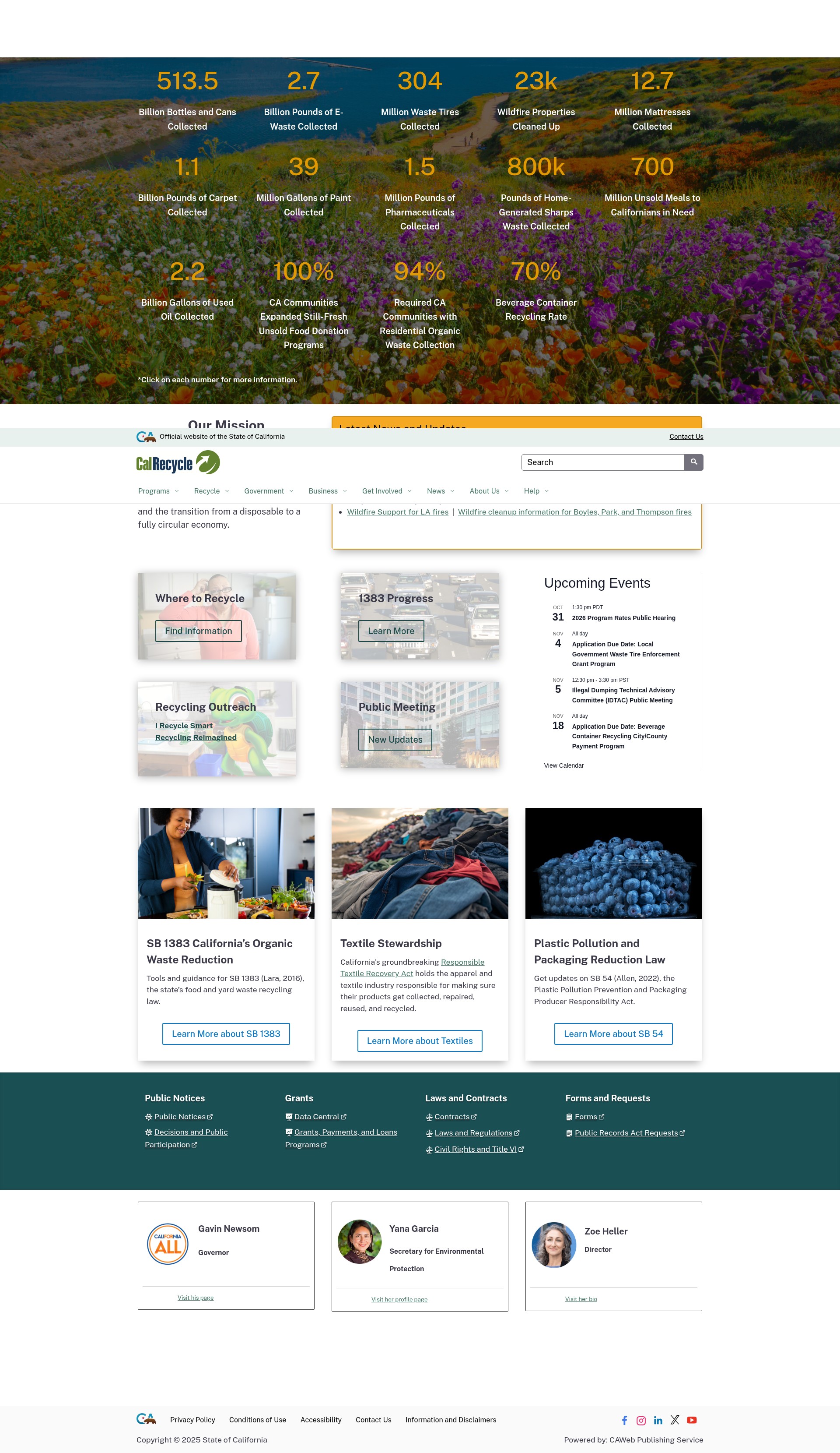 Screenshot of calrecycle.ca.gov