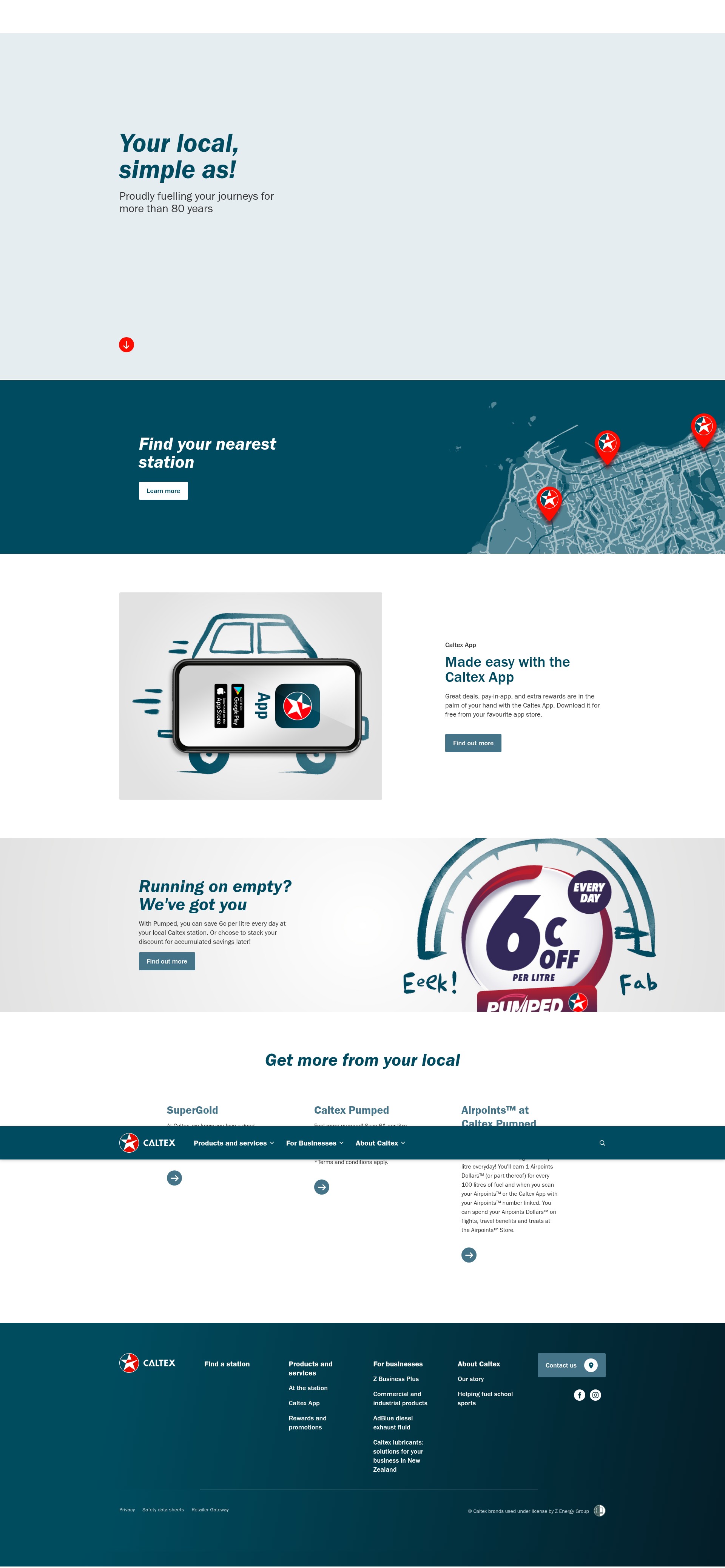 Screenshot of caltex.co.nz