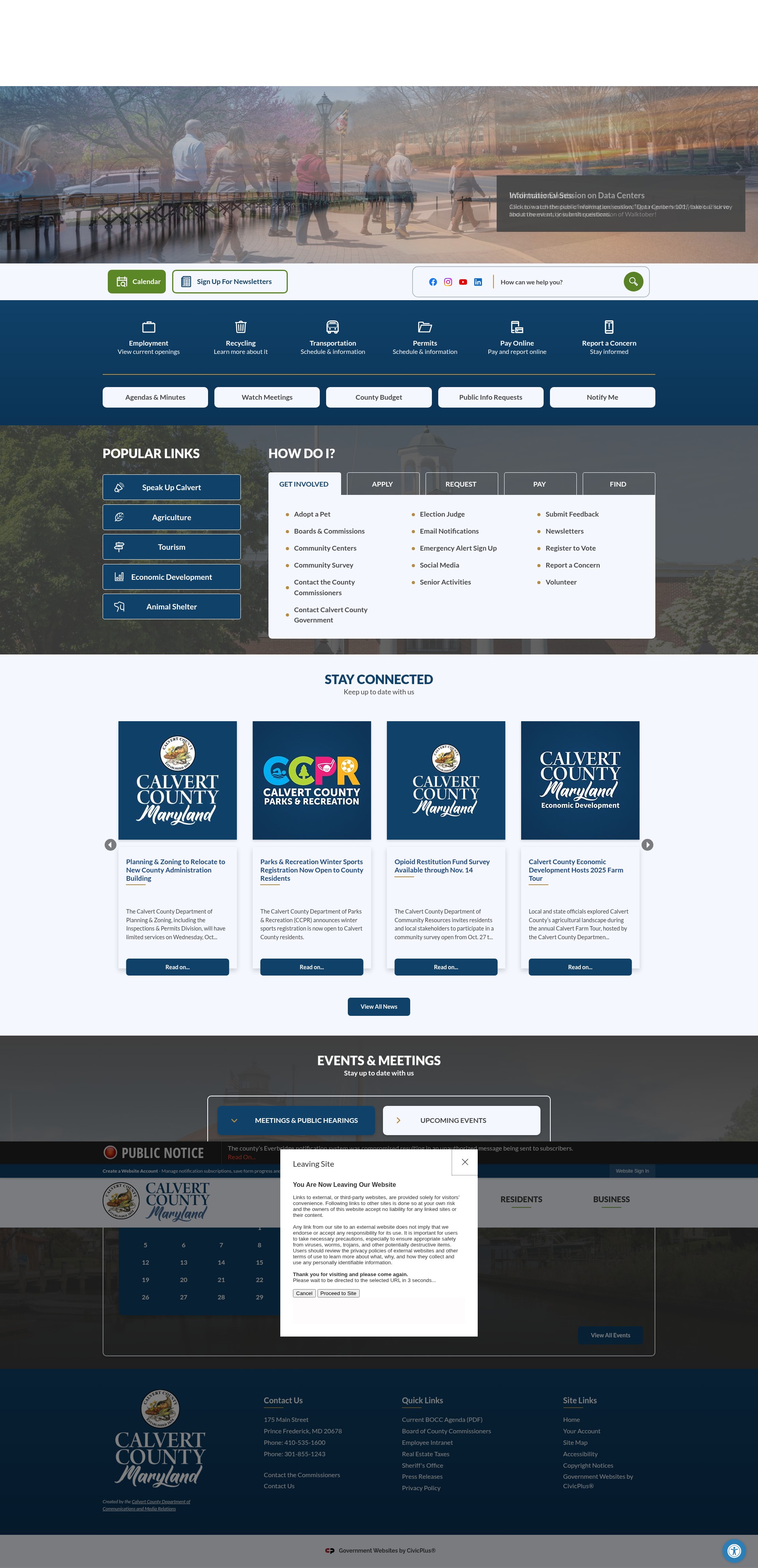 Screenshot of calvertcountymd.gov