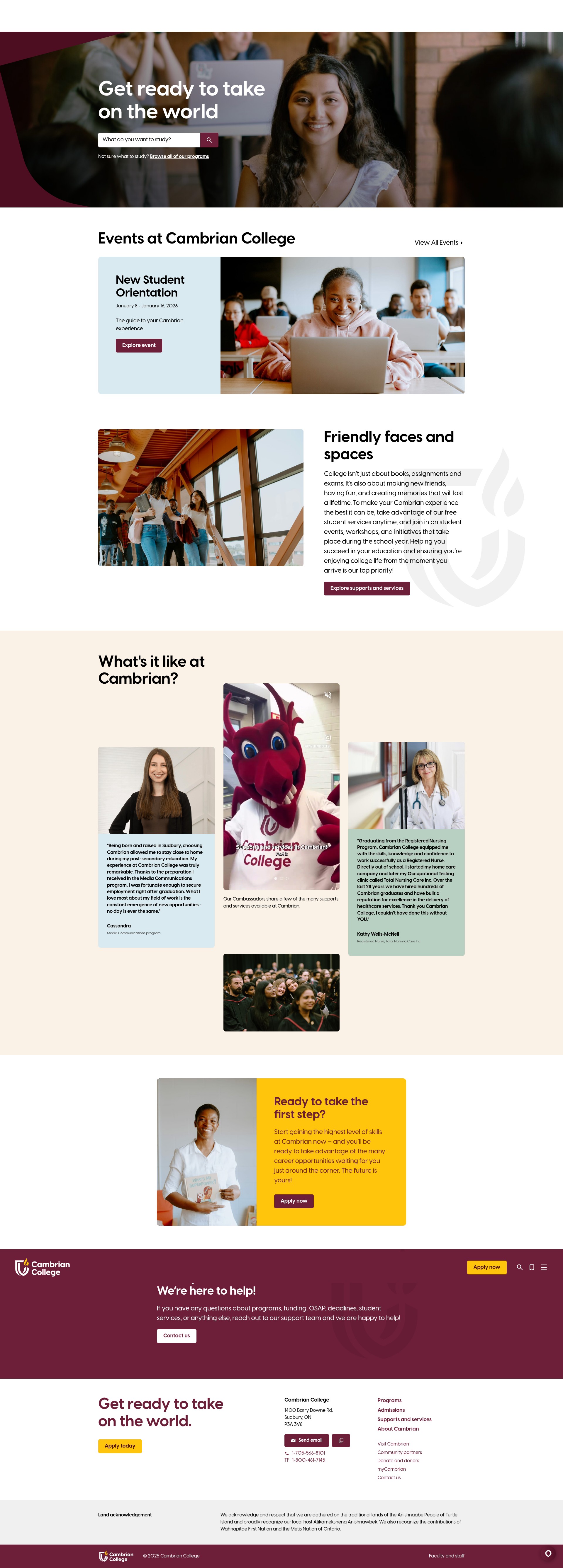 Screenshot of cambriancollege.ca