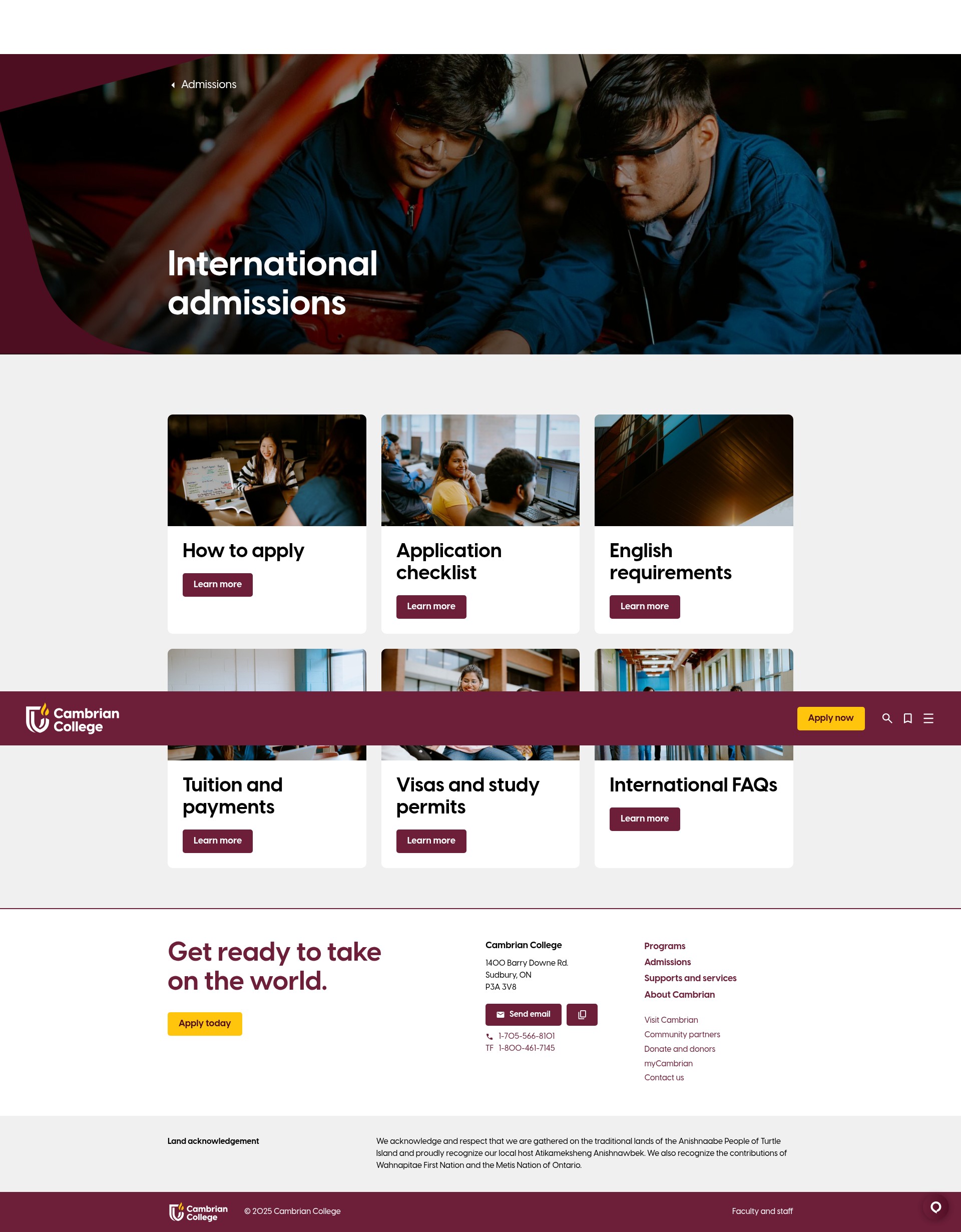 Screenshot of cambrianinternational.ca